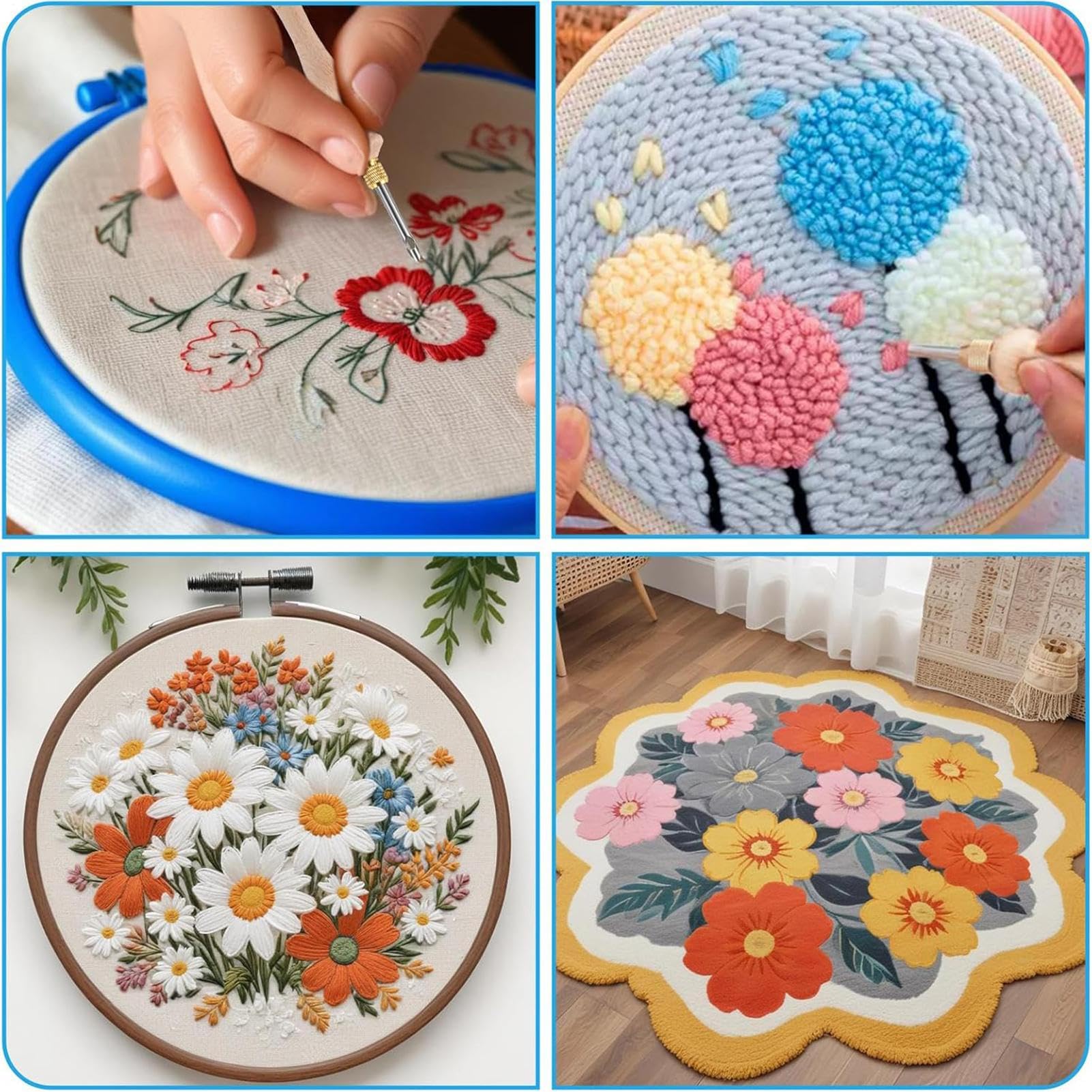 Punch Needle Tool, Punch Needle Kit – Nadelstanz-Set mit Einfädler – Aufbewahrungsbox für Stickereien für Erwachsene und Kinder, enthalten in Osterbastelprojekten