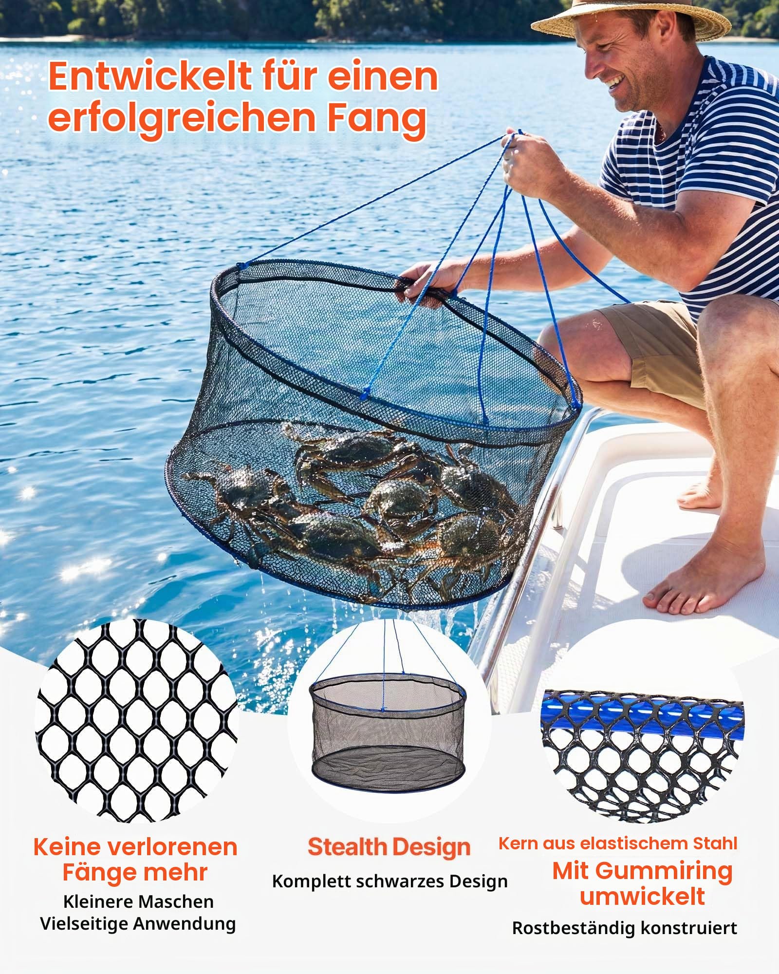 VEVOR Faltbare Köderfischreusen 2er-Set, Tragbare Fishfallen zum Hochziehen von Krabben und Fischen, Krabbensenke mit Seilen, Ködertaschen und Tragetasche, für Elritzen Flusskrebse Garnelen Krabben