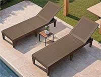Greesum Outdoor Chaise Lounge Chairs Set of 2, Waterproof 5-Position Adjustable Sun Loungers for Patio Poolside Beach - Brown