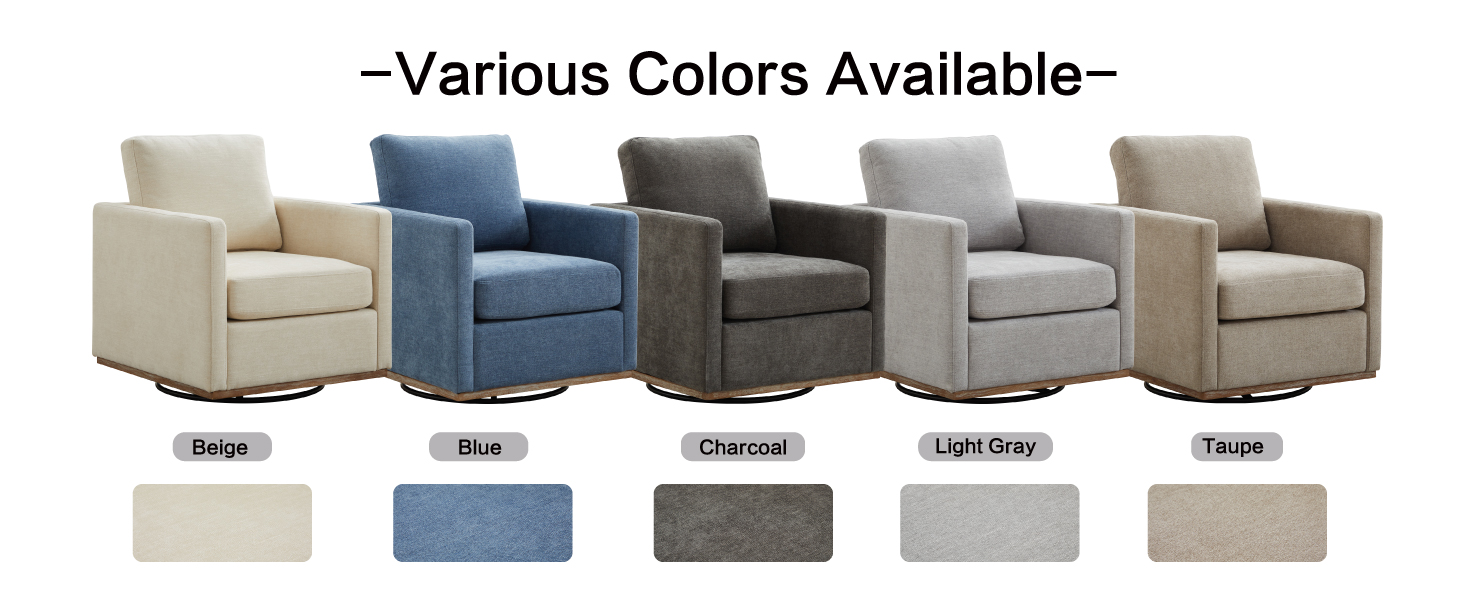 Sillón giratorio chenille azul moderno 31 pulg ancho miniatura 7