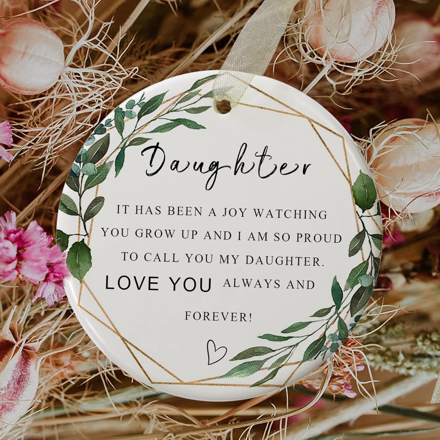 Daughter Ornaments 2026 Daughter Christmas Ornament Xmas Forever Ornament Best Ever Gift Double-Sided Printing Ceramic with Gift Box&Ribbon 2.9" - Image 9