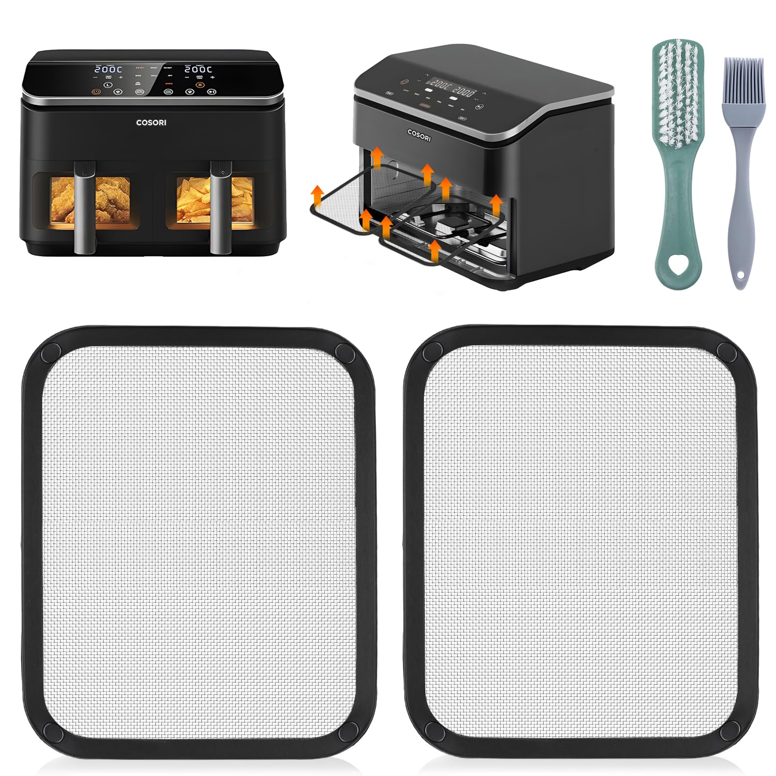 HA BIN Protector Antisalpicaduras de Acero Inoxidable para Freidora de Aire Cosori Airfryer 8.5L/Dual Blaze TwinFry 10L – Accesorios Reutilizables de Malla Fina contra Salpicaduras de Grasa