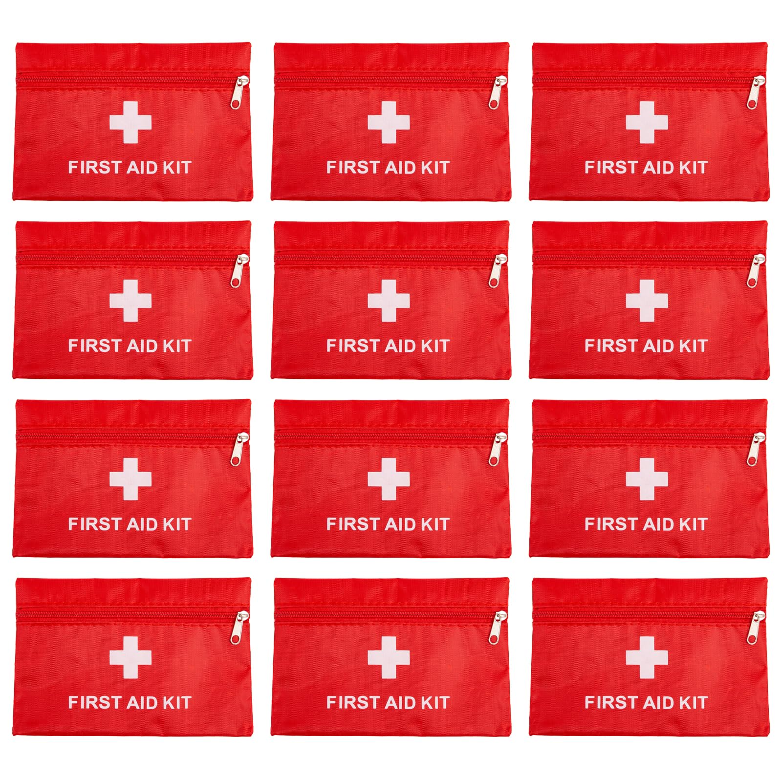 First Aid Bag Empty,Mini First Aid Pouch Empty,Mini First Aid Kit Bulk,Zipper Pouches for Emergency,Travel and Outdoor (Red 12 Pack, 4.3 * 6.3 inch)