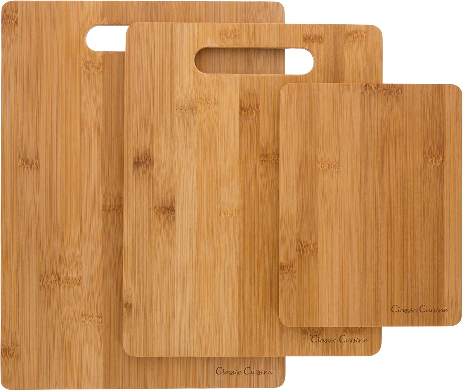 Classic Cuisine 3 Piece Set Bamboo Cutting Board, Natural Home & Kitchen