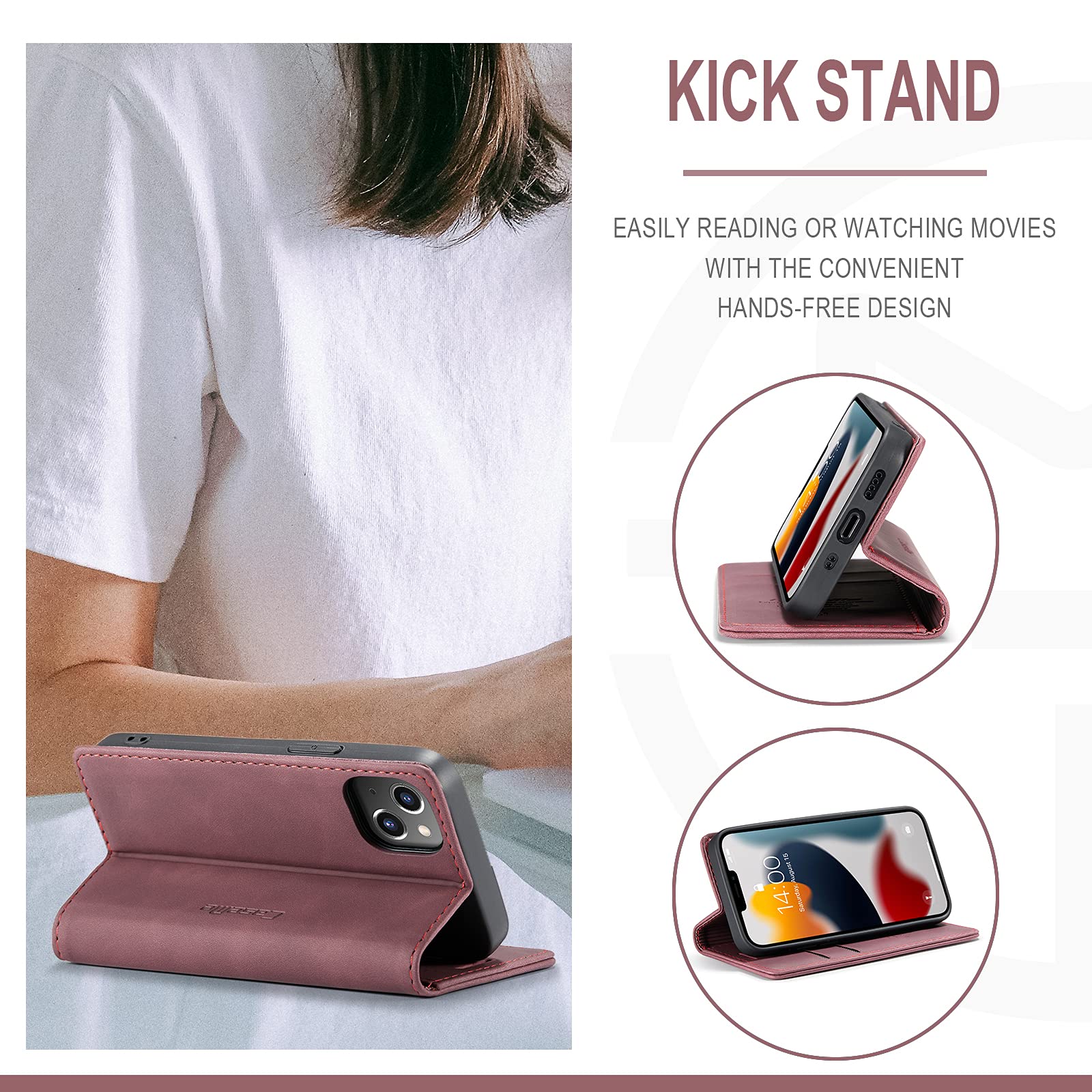 Custodia Cover per for iPhone 13 Mini,Premium Flip Pelle per for iPhone 13 Mini PU Portafoglio Magnetica Libro con Slot Schede,Supporto Stand, Interno TPU Protezione Portafoglio