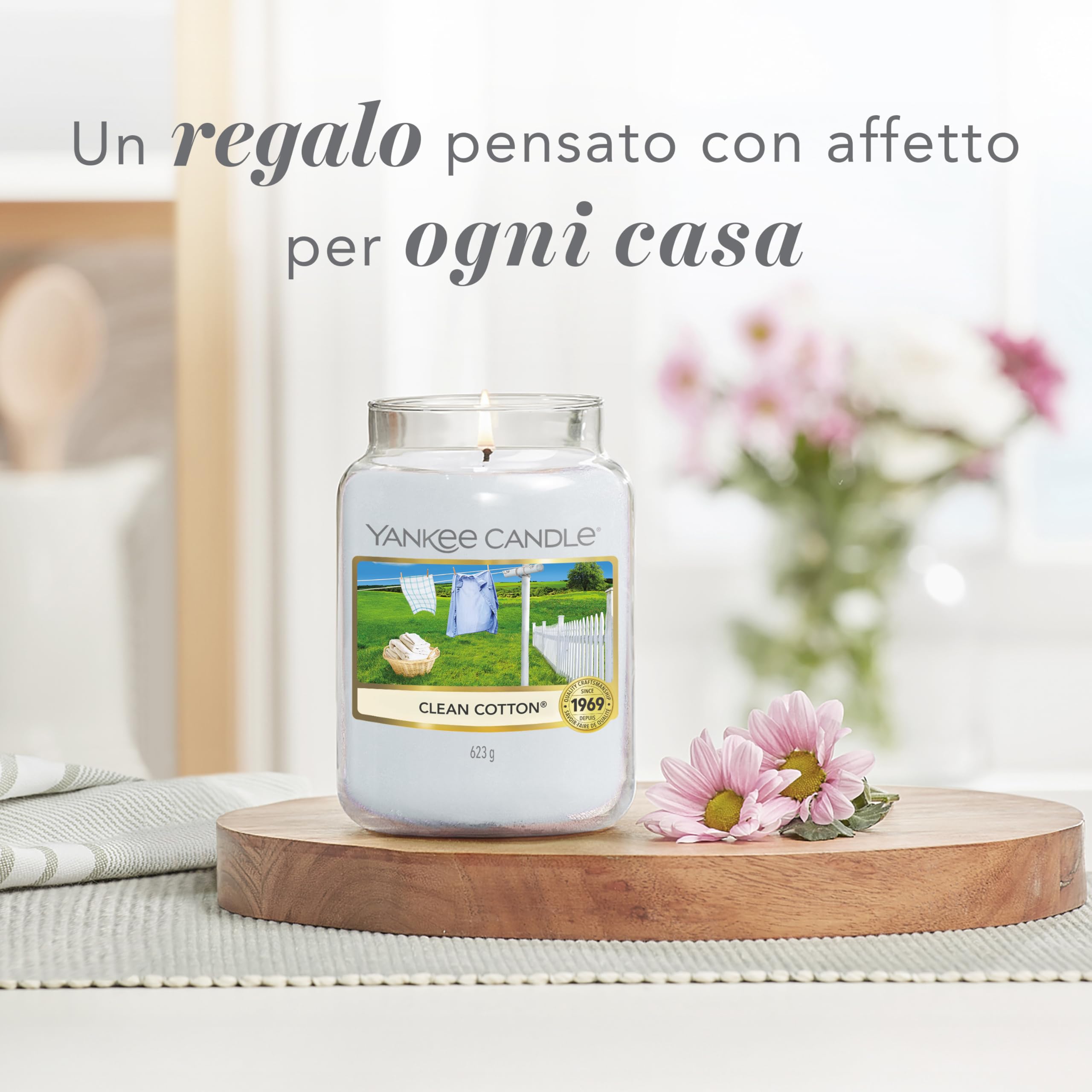 Yankee Candle Candela profumata in giara grande | Clean Cotton | Durata Fino a 150 Ore | Regali per donne