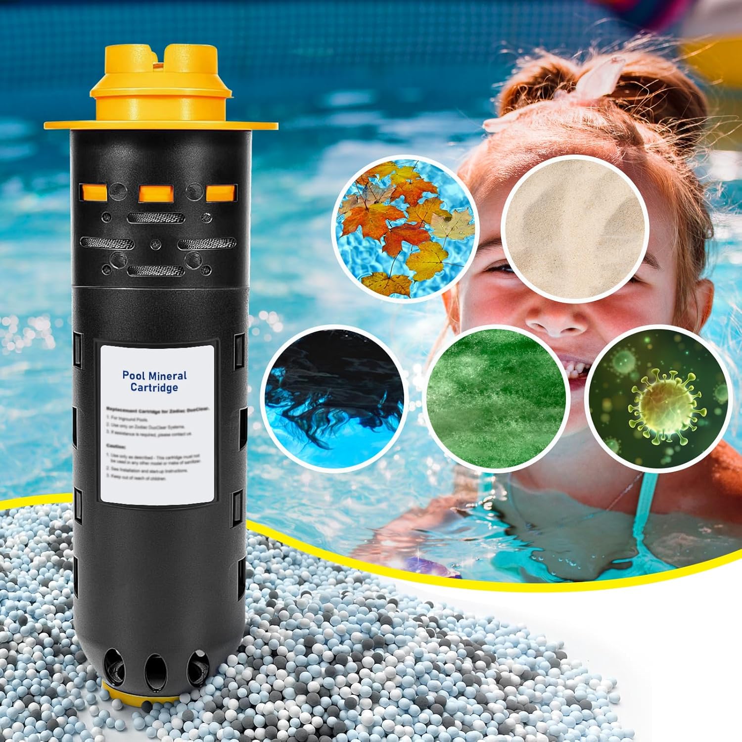 Pool Mineral Cartridge W28000 W28001 W28002 Replacement for Nature2 Duoclear 25 35 for Zodiac DuoClear Fusion, Fusion Soft, Vision Pro System Inground Above Ground, Black