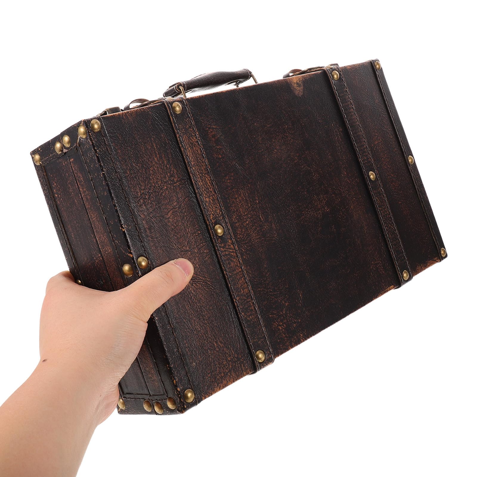 PRETYZOOM Vintage Handkoffer Dekobox und Pu Braun für Wohnzimmer