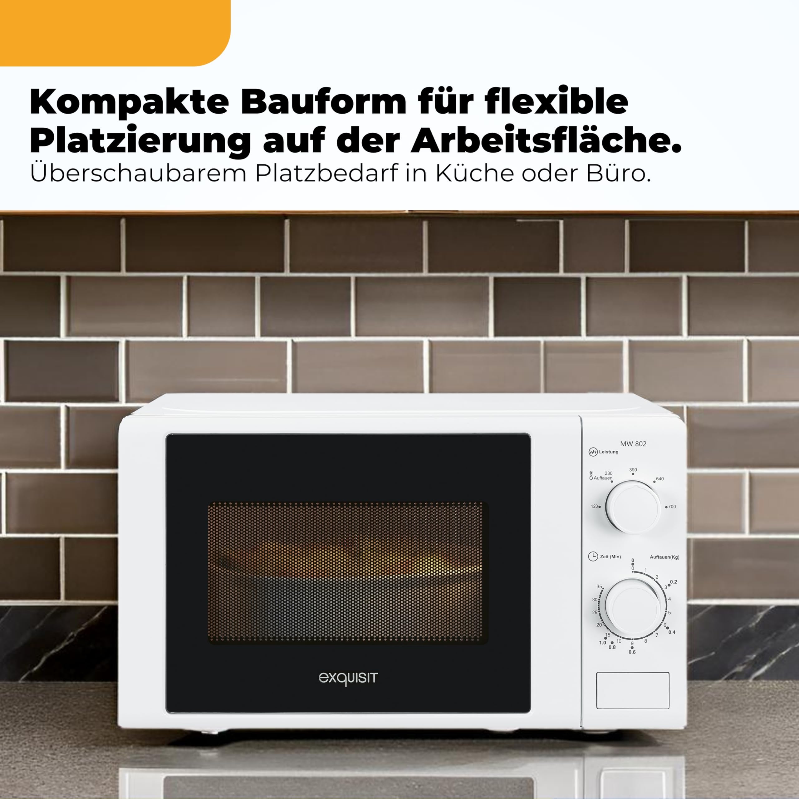 Exquisit Mikrowelle 700 W 20 L Mechanische Drehregler 5 Leistungsstufen Auftaufunktion Glas-Drehteller 255 mm Weiß