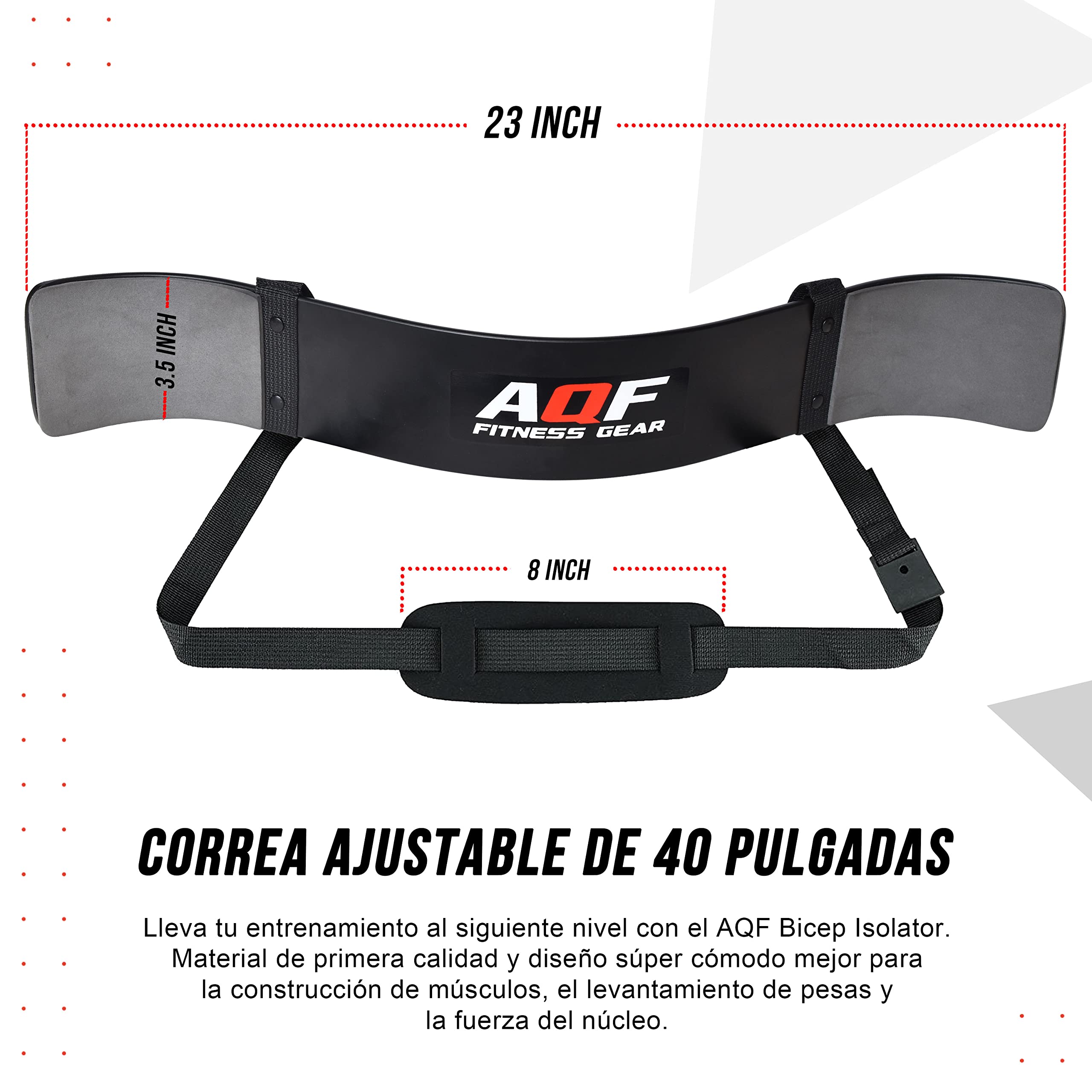 AQF Arm Blaster Bíceps, Aislador de Curl Ajustable para Levantamiento Pesas | Aluminio Ligero, Hebilla De Liberación Rápida, Aislamiento De Brazos, Curl Con Mancuernas, Entrenamiento De Gimnasio