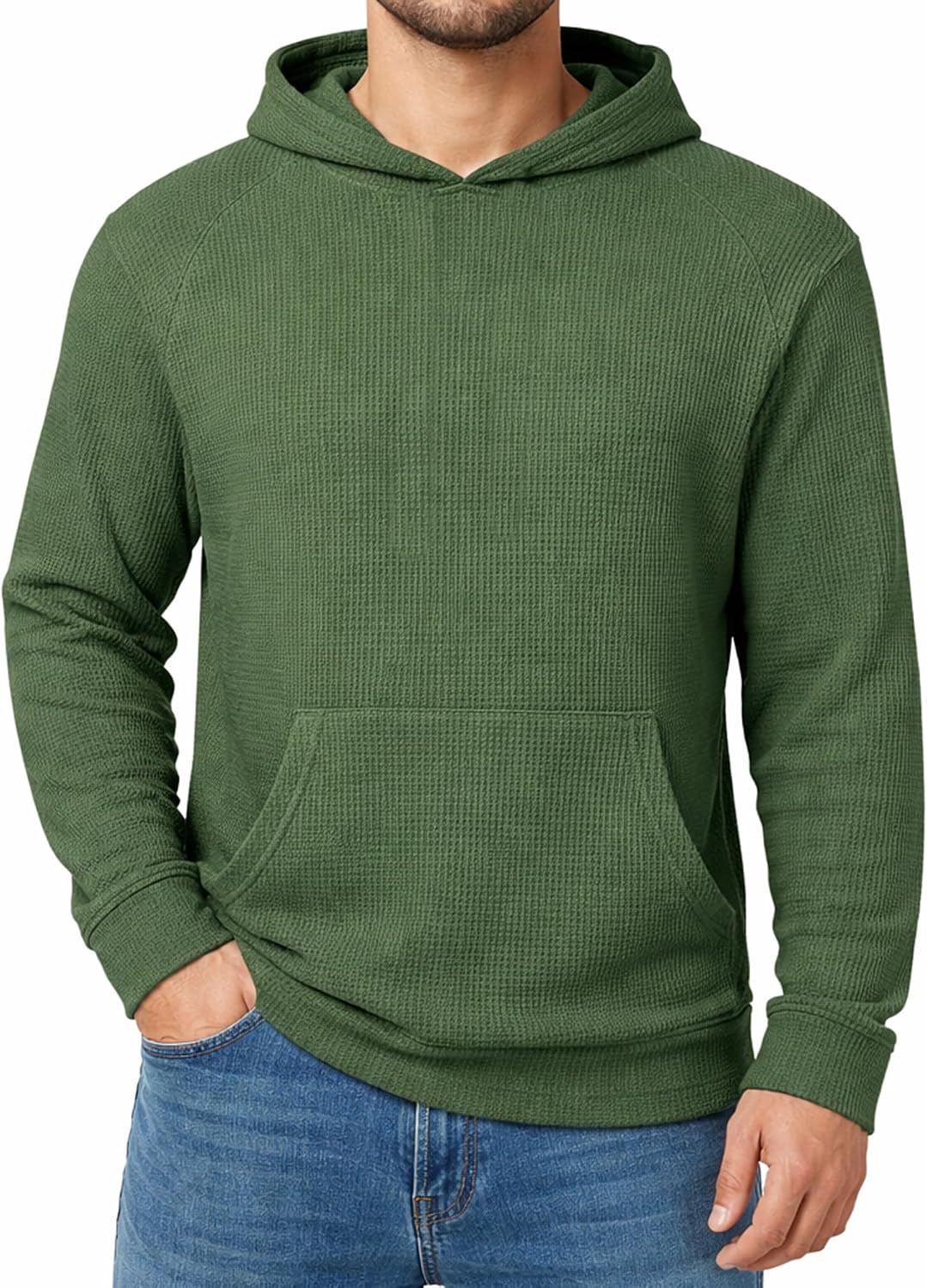 Galaxy by Harvic 3-Pack Men’s Waffle Knit Pullover Hoodies – Regular Fit Long Sleeve Sweatshirts with Kangaroo Pocket