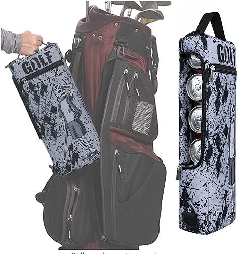 Miniatura 4 de Bolsa enfriadora de golf con bolsa de hielo con aislamiento de lados suaves, capacidad para 6 latas o 2 botellas de vino, funda gris camuflaje para