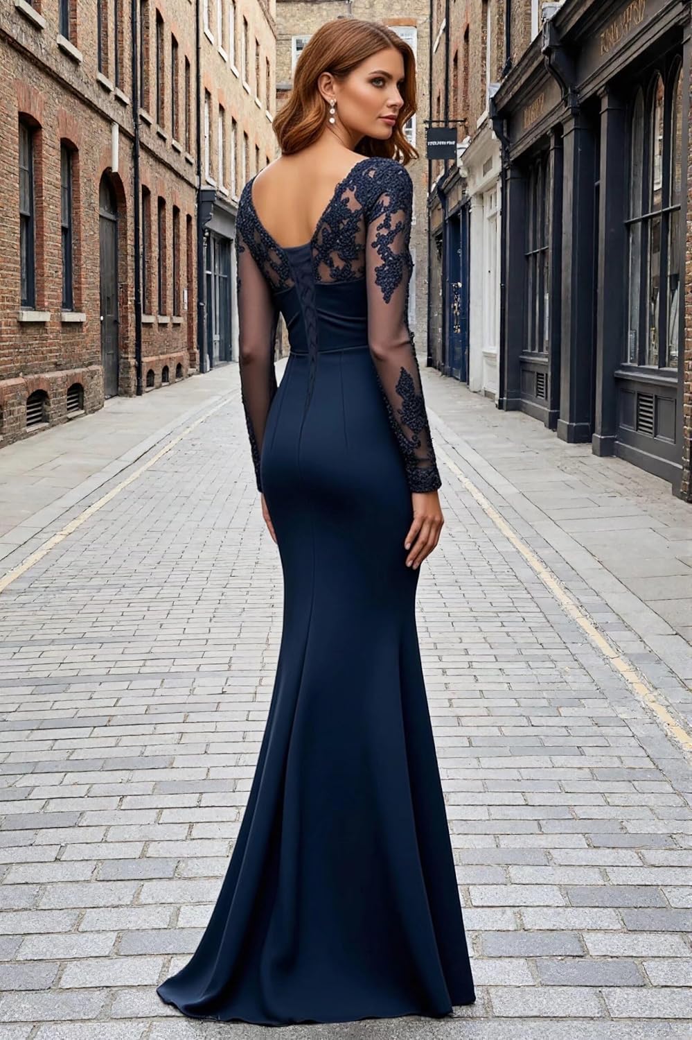 V Neck Mother of The Bride Dresses Long Sleeve Laces Applique Evening Gowns Long Grandmother of The Groom Dress