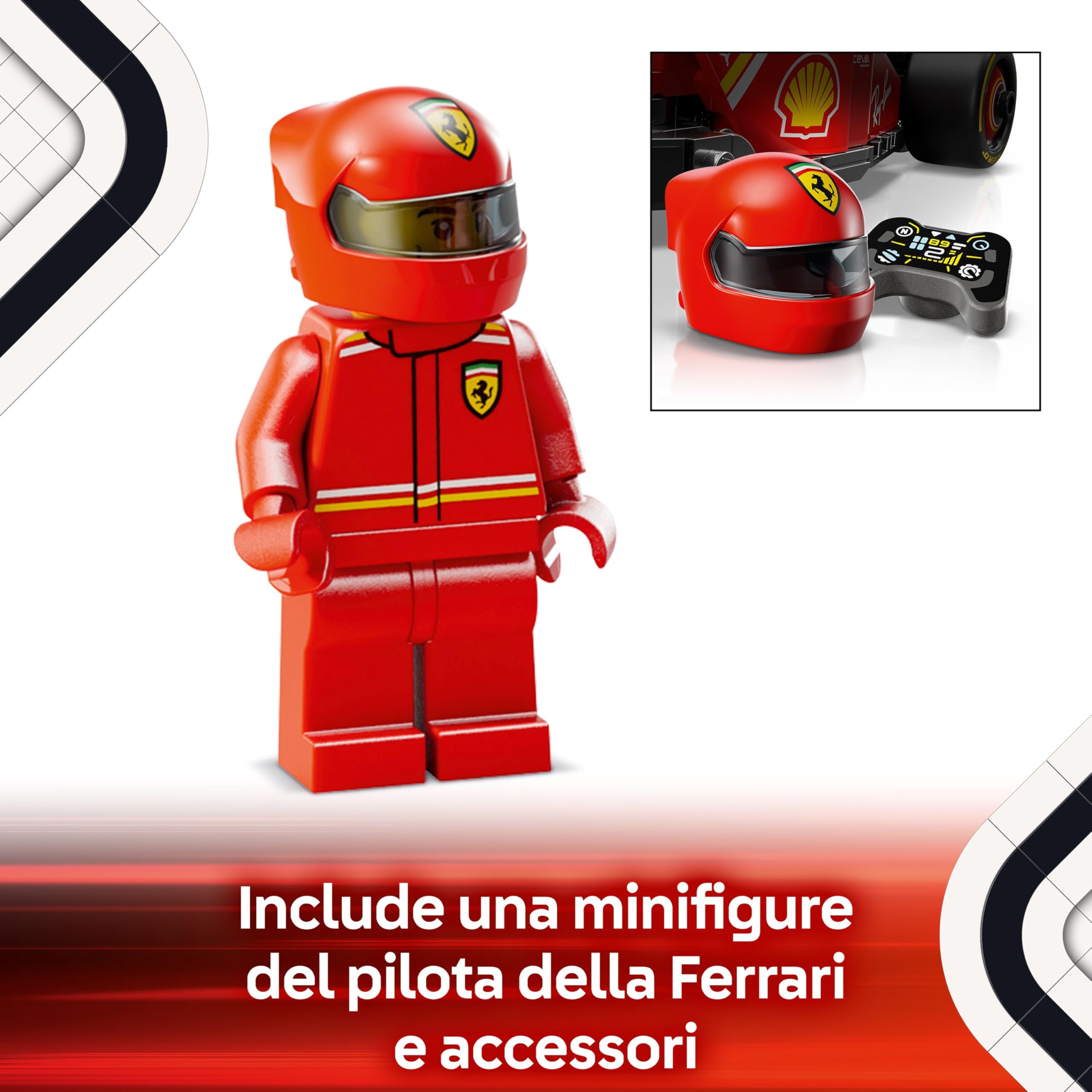 LEGO Speed Champions Auto da Corsa Ferrari F1 SF-24 - Giocattolo da Collezione con Minifigure Formula 1 - Giochi di Natale per Bambini da 10 Anni o per Adulti Fan degli Sport Automobilistici 77242