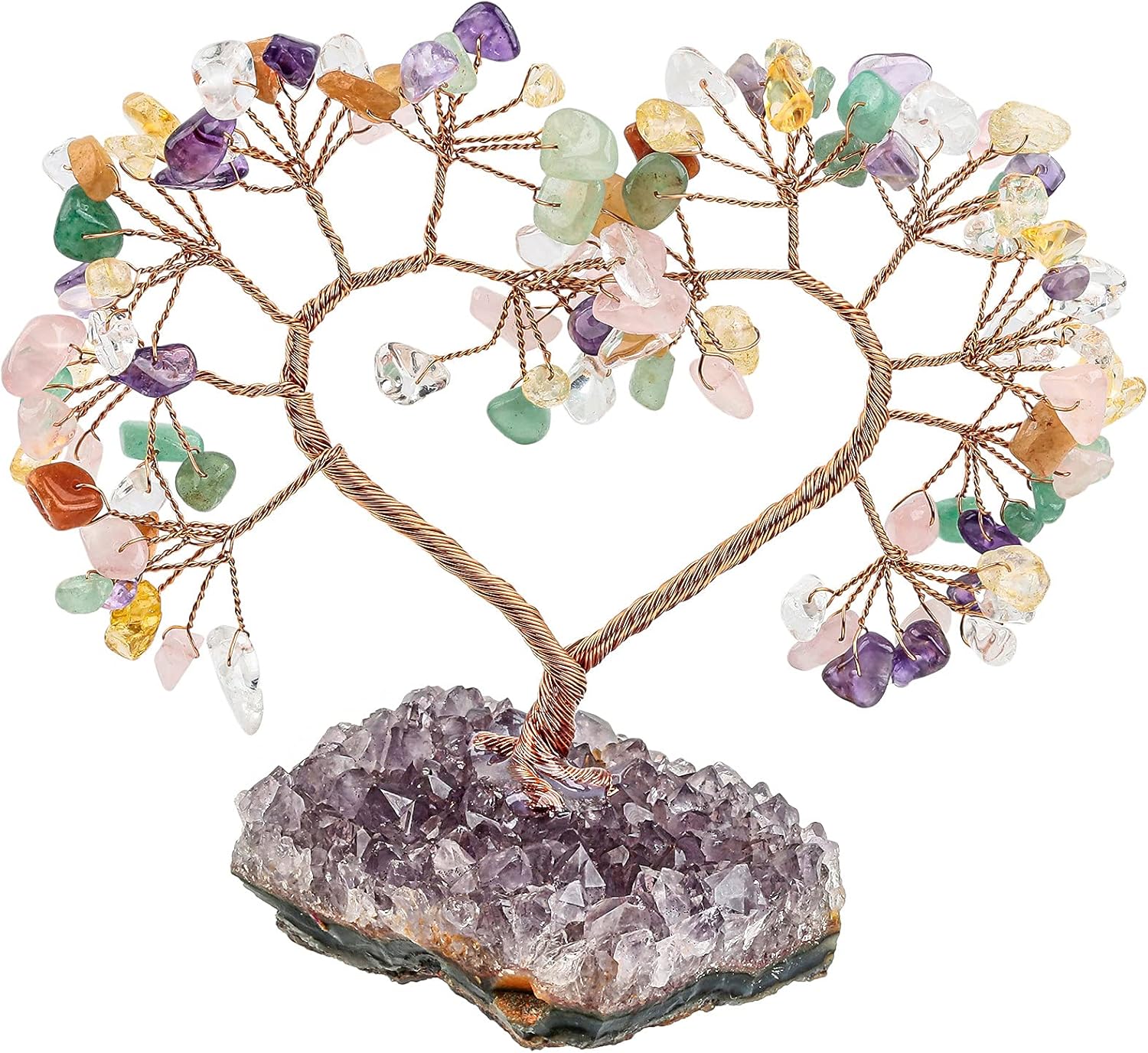 mookaitedecor Clear Quartz/Rock Crystal Love Heart Crystal Tree with Amethyst Cluster Crystal Base - Image 3