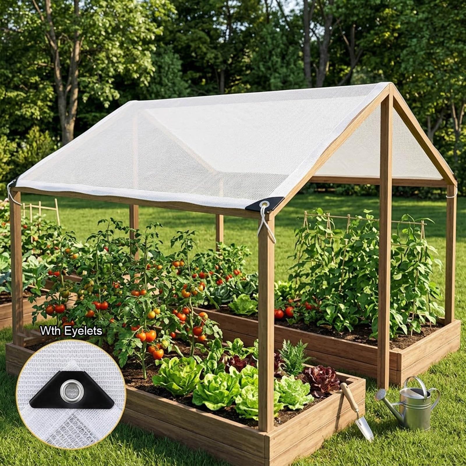 Weißes Schattiernetz mit Ösen, 50% UV-Schutz Sonnenschutz für Gewächshäuser | Atmungsaktives Sonnensegel Für Balkon Und Garten. Zuverlässiger UV-Block Und Optimaler Sichtschutz HDPE-Gewebe(7mx18m)