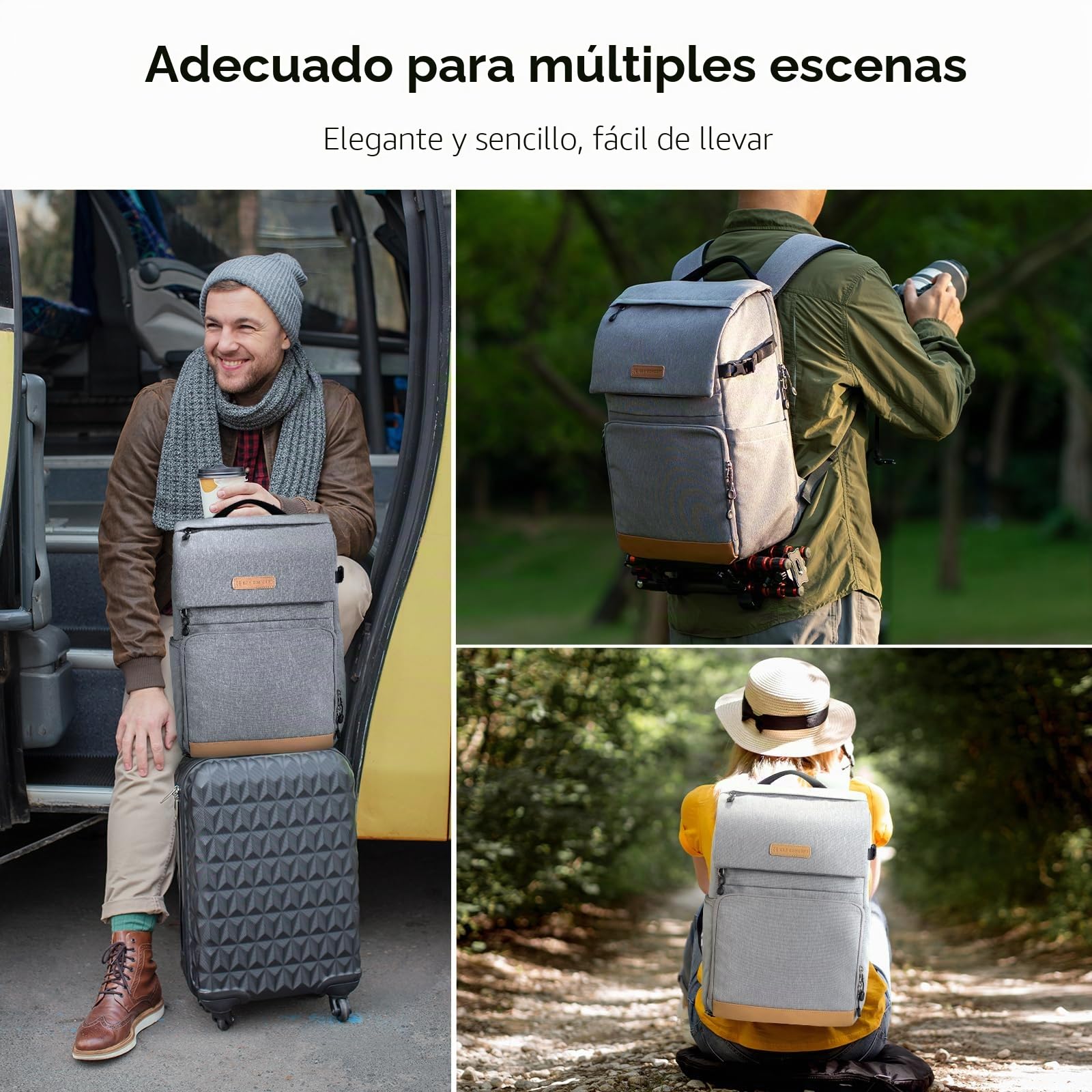 K&F Concept Mochila para cámara de 22 L, Bolsas para cámara de Gran Capacidad con Cubierta para la Lluvia
