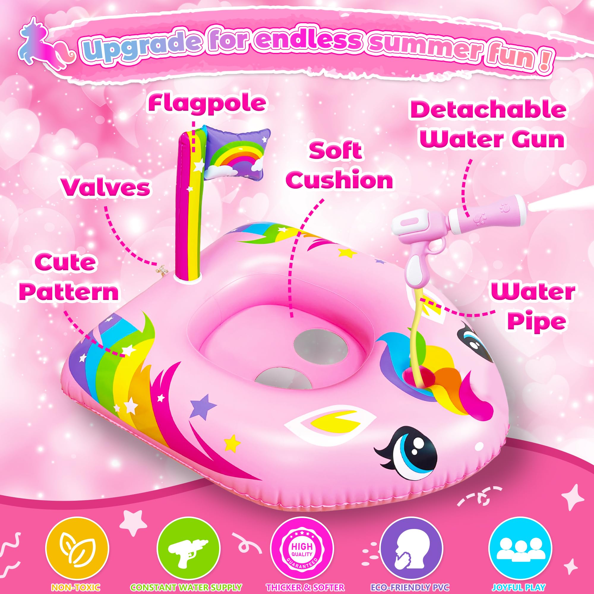 JOY SPOT! Pool Schwimmring Baby, Aufblasbares Schwimmreifen mit Wasserpistole für Kinder, Pool Spielzeug für den Sommer,Wasserschlacht Spiel für Kleinkind Mädchen 3-8 Jahre,Strand Party,Sommerspaß