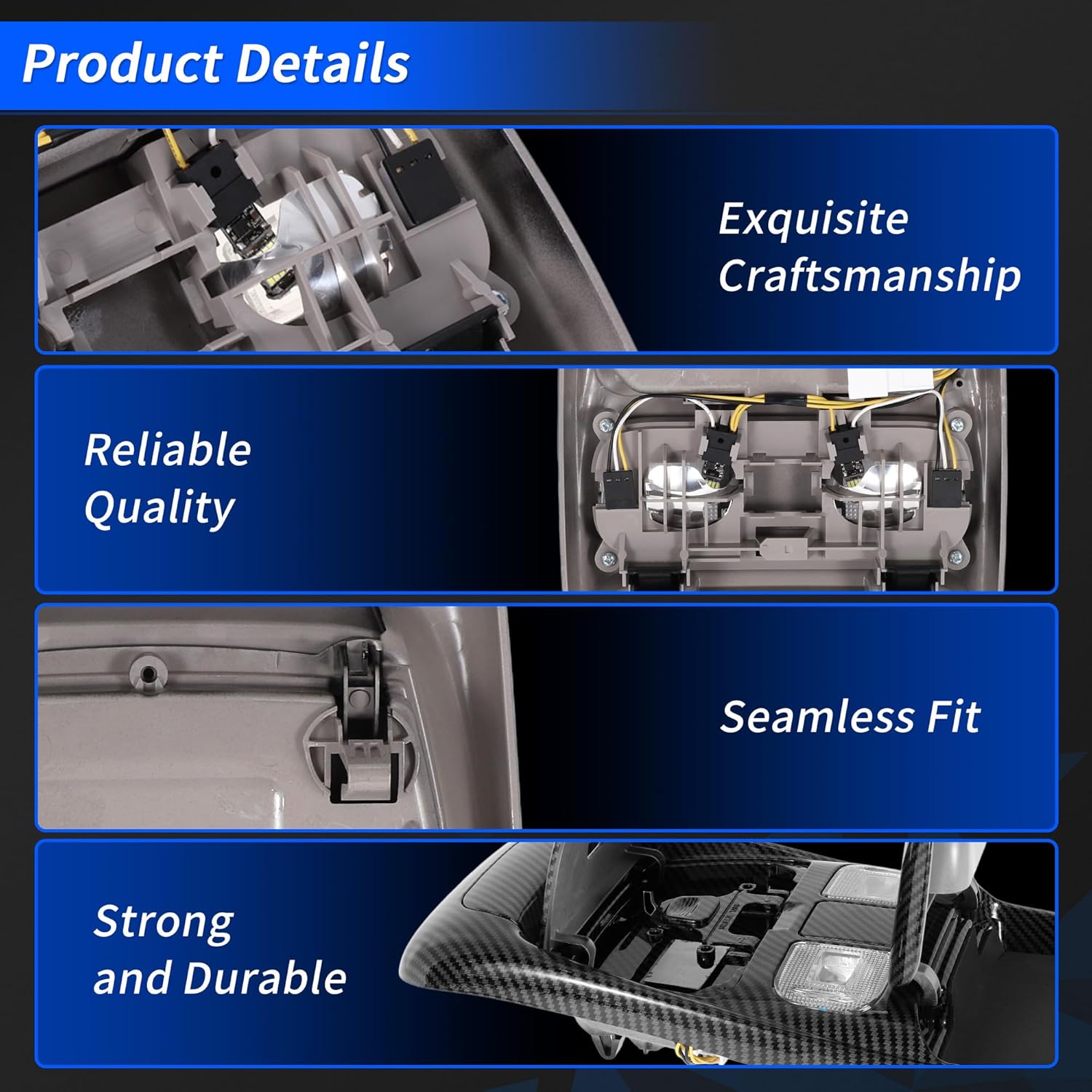 Carbon Fiber Overhead Console Light Assembly for Dodge for Ram 1500 98-01 Interior Roof Ceiling Dome Reading Map Lamp No.SN96TL2AA