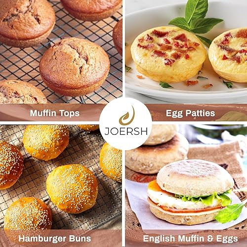 Miniatura 6 de JOERSH Molde de silicona antiadherente para huevos de 4 pulgadas, molde de silicona redondo grande para hornear panecillos de hamburguesas, bocados