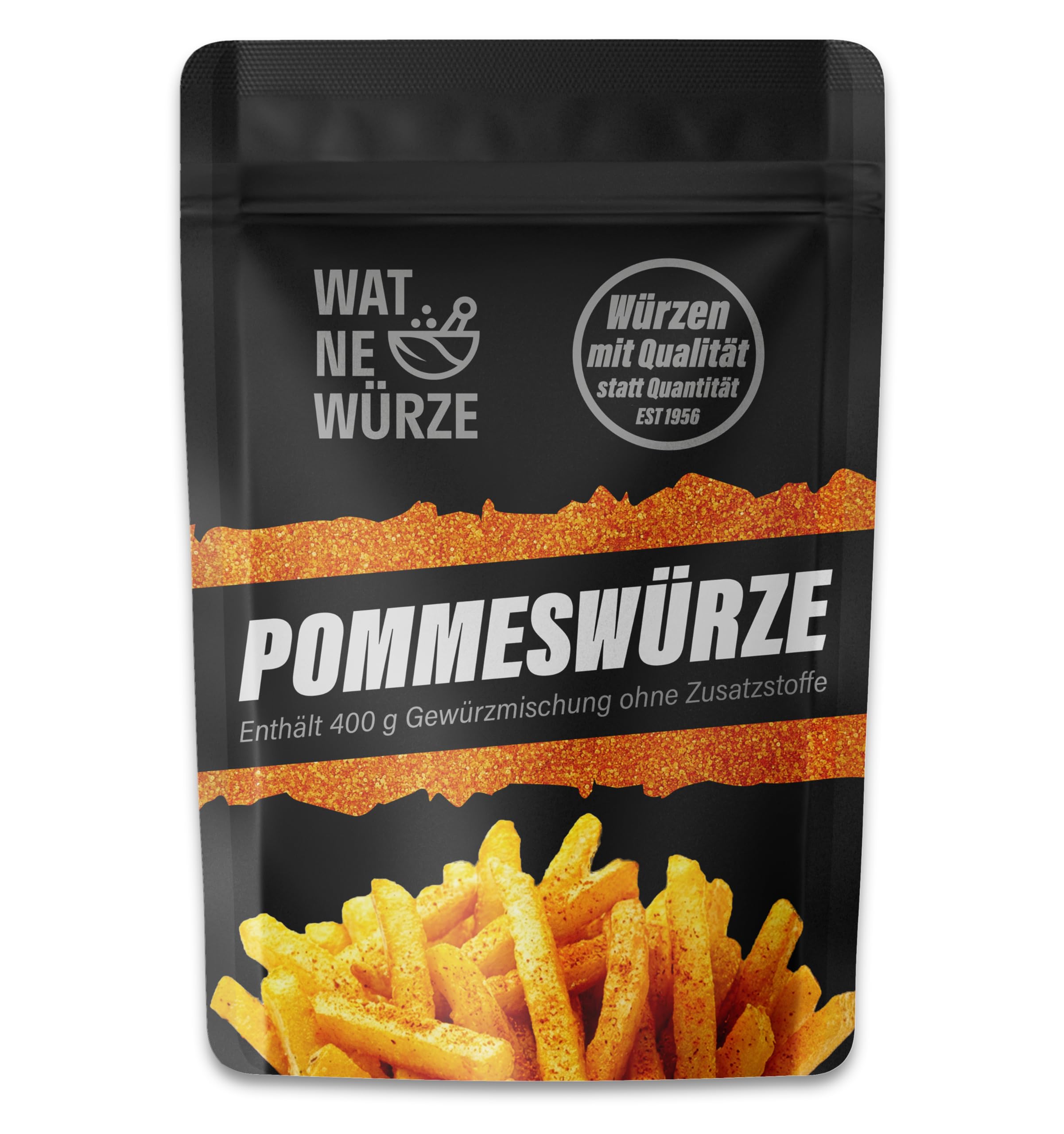 WAT NE WÜRZE Pommes frites Gewürz Salz | Pommessalz wie beim Imbiss | Freibad Pommesgewürzmischung | Auch als Bratkartoffelgewürz und Gewürzsalz für weitere Kartoffelgerichte