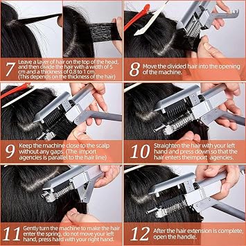 6d Hair Extension Machine for Install and Remove Quick No-Trace Easy Connector Hair Kit Professional Equipment for Salon,Not Easy to Knot,Easy to Use,20 Minutes for a Full Head