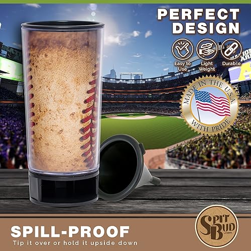 Miniatura 5 de Baseball by Spit Bud  El mejor escupitón para masticar  Taza portátil de inmersión y tabaco con tapa, pestaña pop, embudo a prueba de derrames,