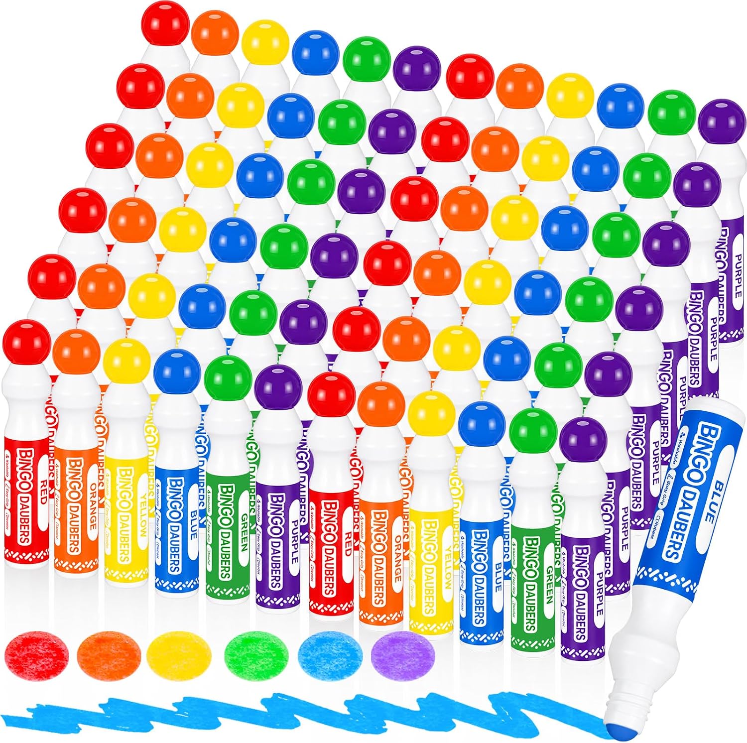 Crtiin 72 Pack Mixed Color Bingo Daubers Dot Markers, 6 Colors