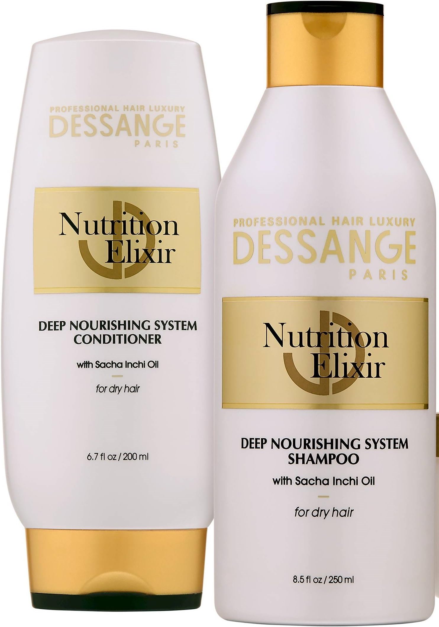 Dessange Paris Nutrition Elixir Deep Nourishing System Shampoo 8.5 Oz & Conditioner- 6.7oz