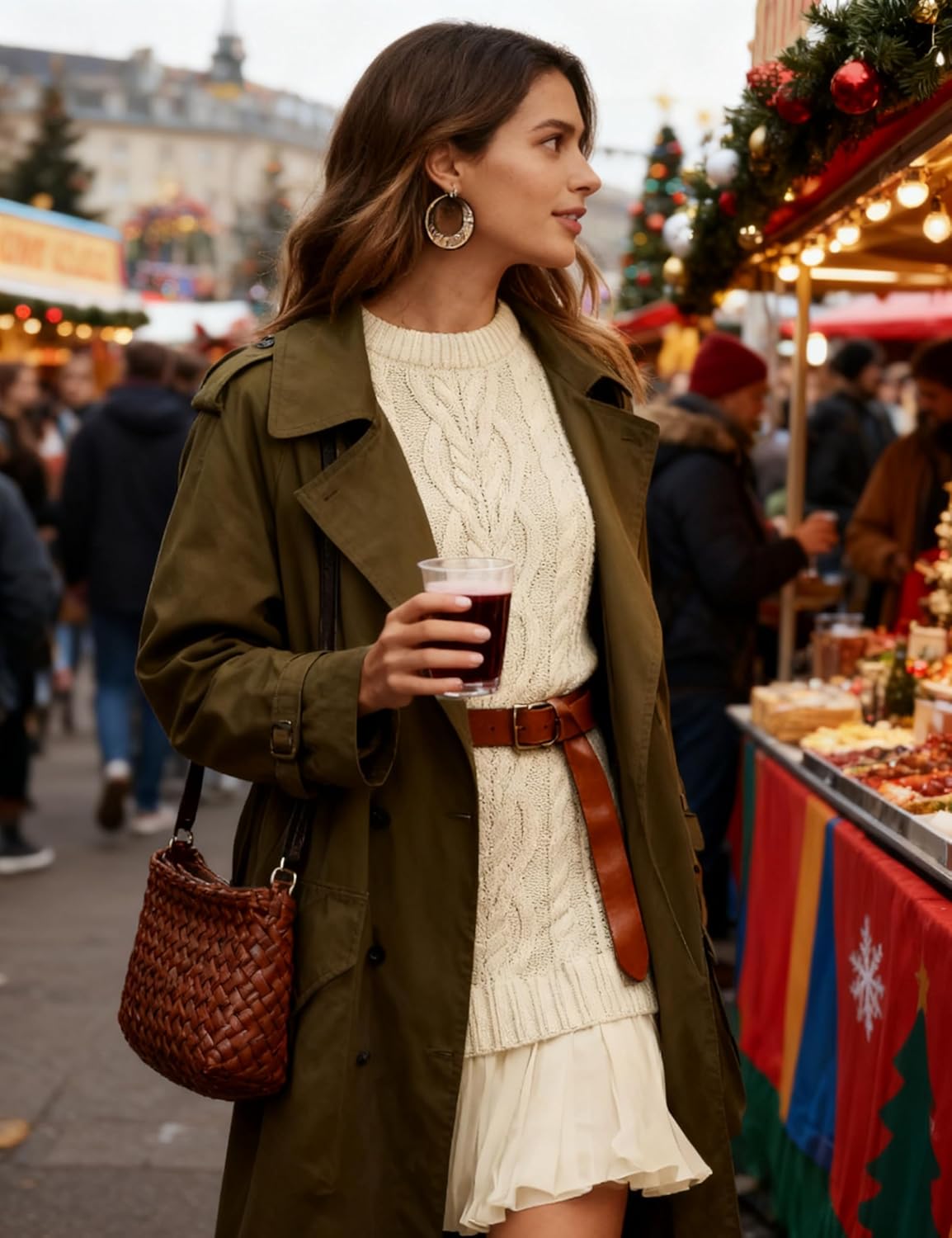 MINSURE Women Cable Knit Sweater Dress Crewneck Long Sleeve Pleated Mini Dress Twofer Style Patchwork Dress - Image 7