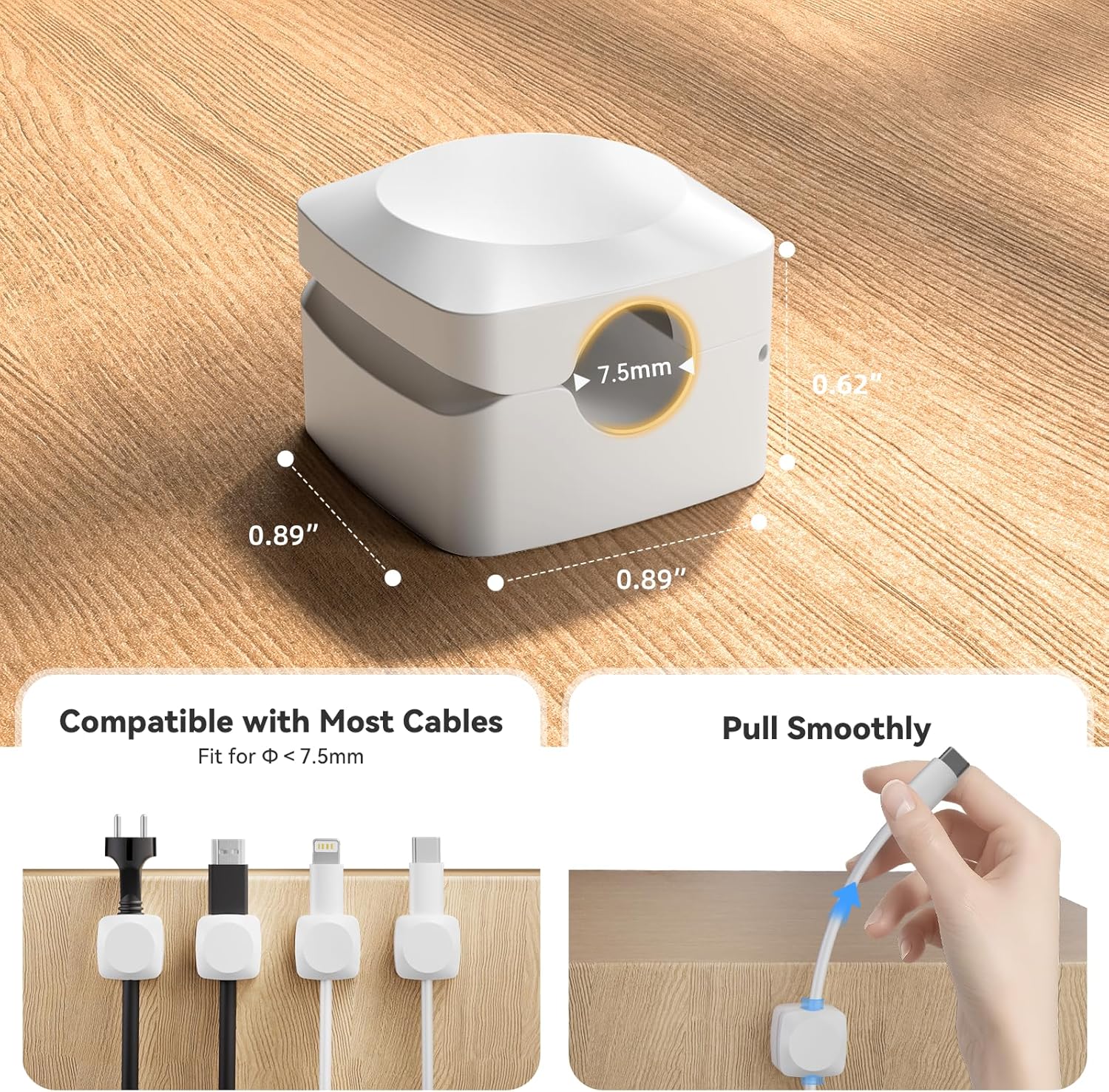 Rotatable Cord Organizer, Enhanced Spring Cable Clips, Strong Adhesive