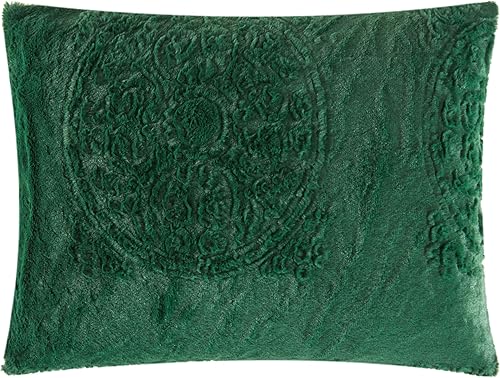 Miniatura 4 de Chic Home Amara - Juego de edredón de 2 piezas con estampado de mandala en relieve, de piel sintética con respaldo de microvisón, funda de almohada