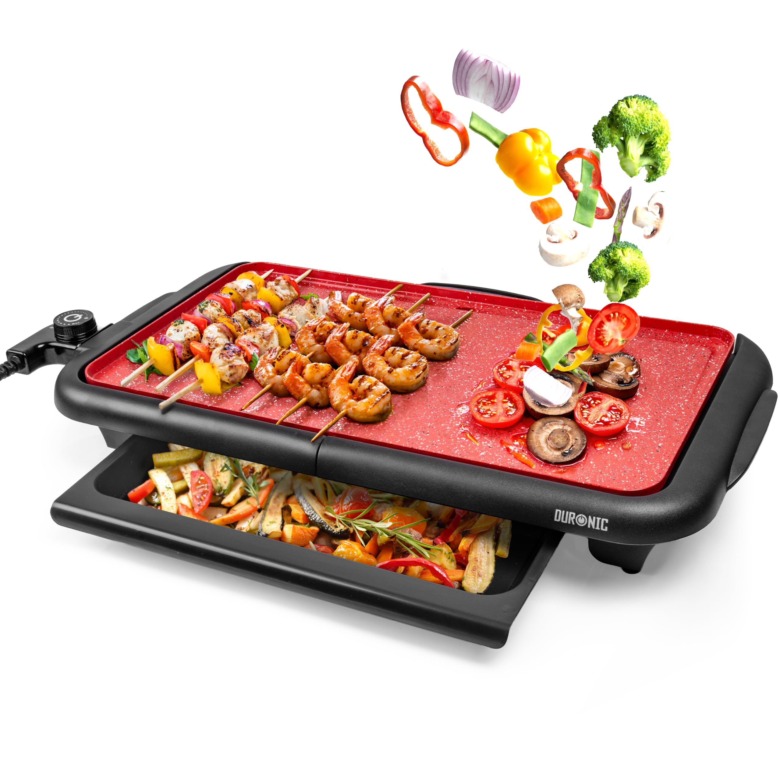 Duronic GP25 Plancha Eléctrica Teppanyaki 2000W 47x26 cm Cerámica Titanio
