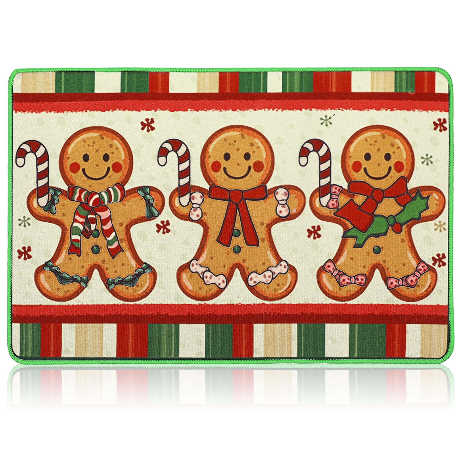 Duraaamo Christmas Gingerbread Man Candy Cane Door Mat Christmas Welcome Decorative Doormat Xmas Berry Peppermint Doormat for Winter Xmas Home Decor 15.8 x 23.6(Classic Style)
