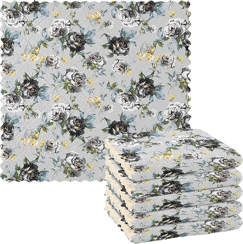 linqin Water Color Flower 6 Pack Quick Dry Dish Clothes for Washing Dishes Print Quality Car Cleaning Cloth Reusable for Countertop Coffee