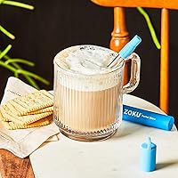 Vista 6 de ZOKU Pajita de Metal Reutilizable con Estuche para Viaje, Azul - Pajita Plegable de Acero Inoxidable para Beber con Punta de Silicona y Cepillo