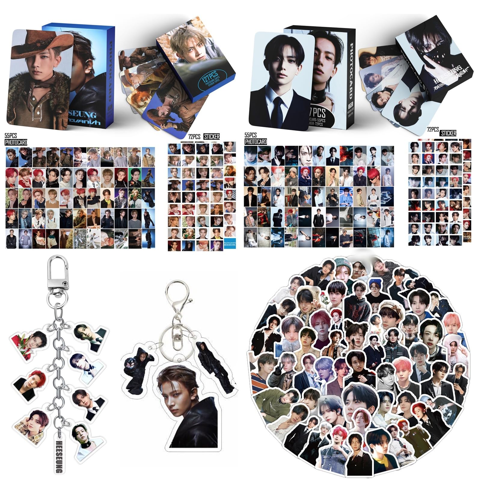 Yuto Heeseung Album Gift Box Set, Including 254 PCS Album Photocards (110 pcs photocard,144PCS mini Sticker),100PCS Album Sticker Pack, 2 Keychain (