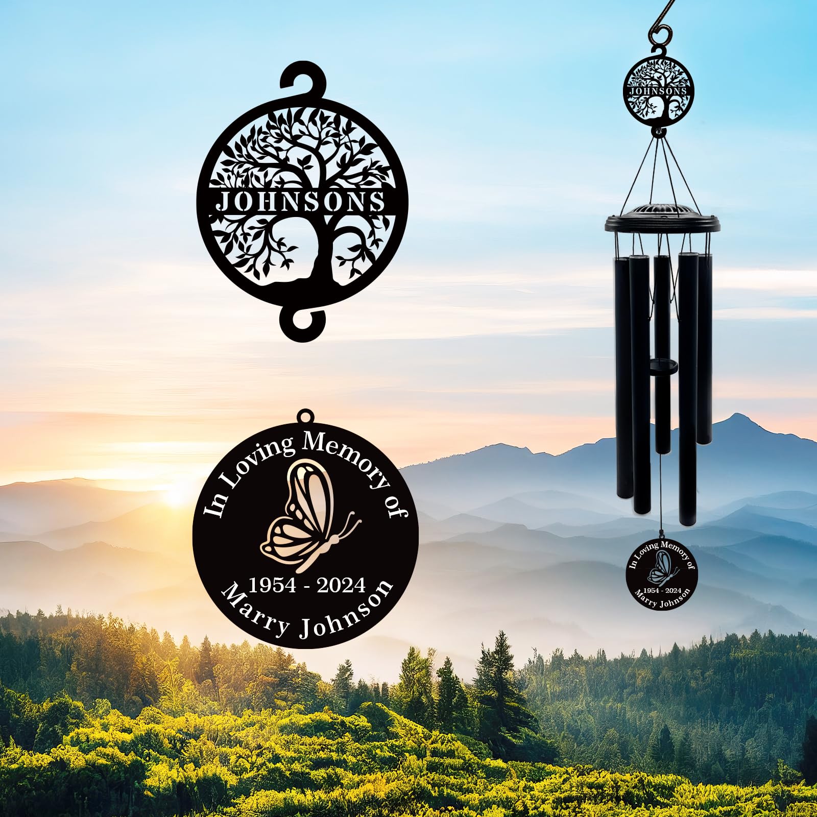 Sympathy Wind Chimes for Loss of Loved One,Memorial Gifts Loss of Mother Father,Butterfly Wind Chimes for Outside,Windchimes Outdoors(Sympathy)