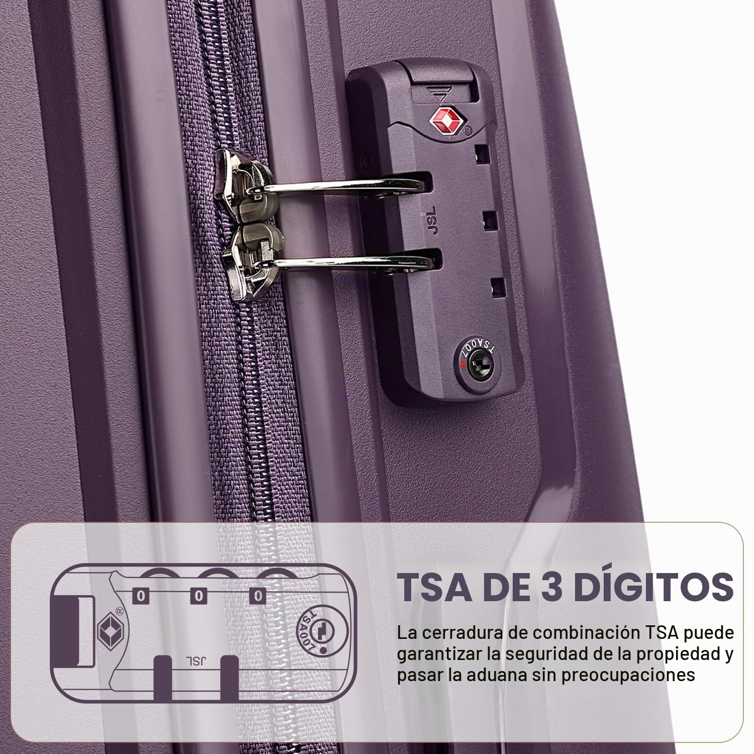 British Traveller Maleta con Ruedas Equipaje de Mano Polipropileno Maleta de Viaje Cabina Rígida,55cm,Morado