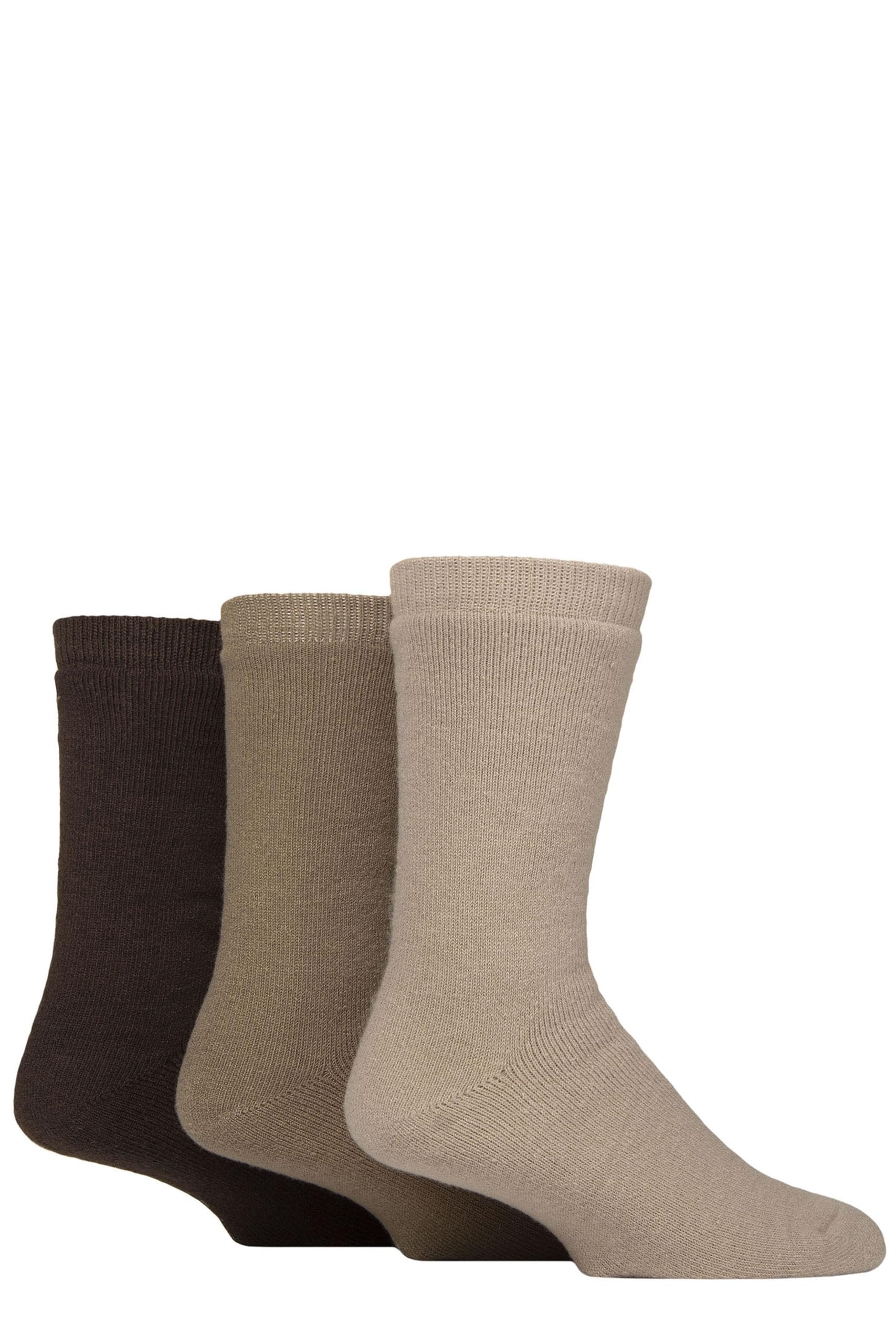 SockShop Wildfeet Thermal Boot Socks - Men's, Plain, Striped, Crew Length, Walking, Hiking, Outdoor, 3 Pair Multipack Size 7-11 Sand/Beige/Brown