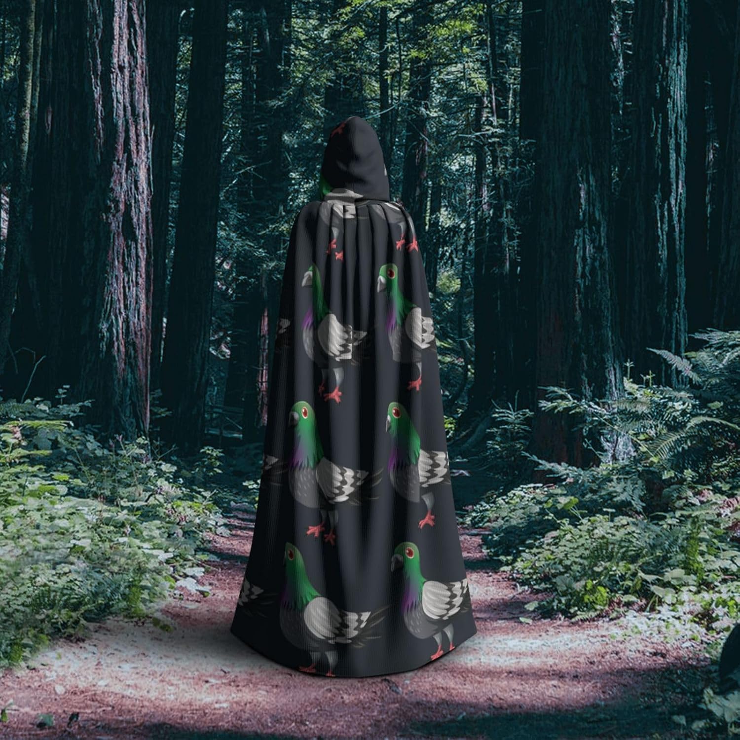 (cartoon pigeon) Unisex Hooded Cloak Cape with Hood Halloween Cosplay Costume Robe for Men Women