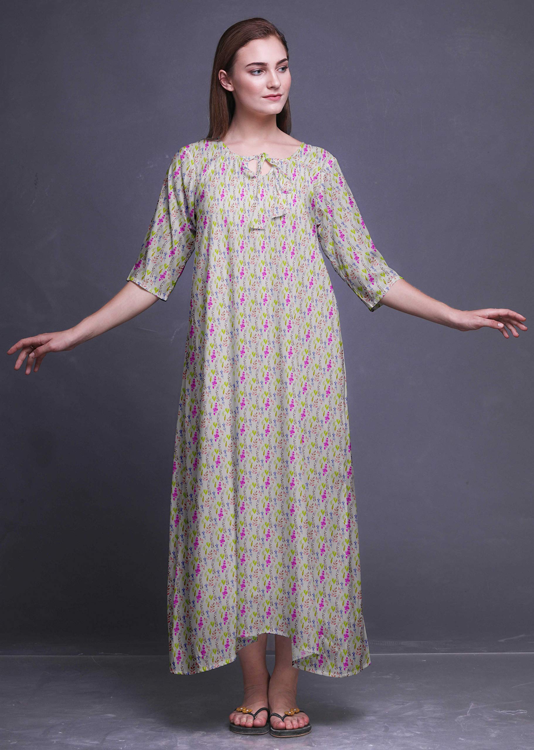 Bimba Camisones 3/4 Mangas Maxi Ropa de Dormir Mujer camisón Largo camisón