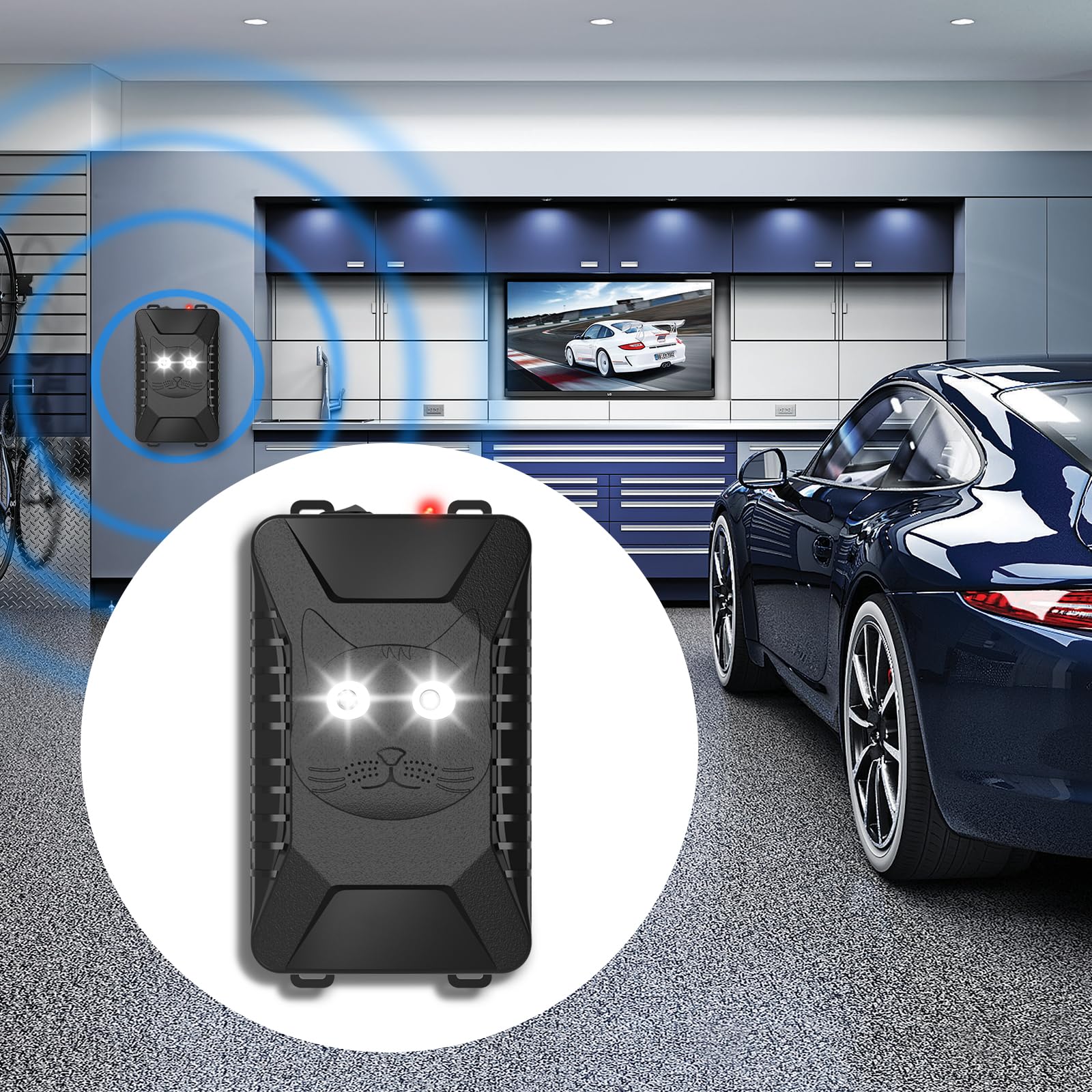 Paquete de 4 repelentes de roedores 2025 para motores de automóvil, disuasorio de ratas, repelente ultrasónico de ratas para automóvil con luz estroboscópica, funciona con pilas, mantiene ratones