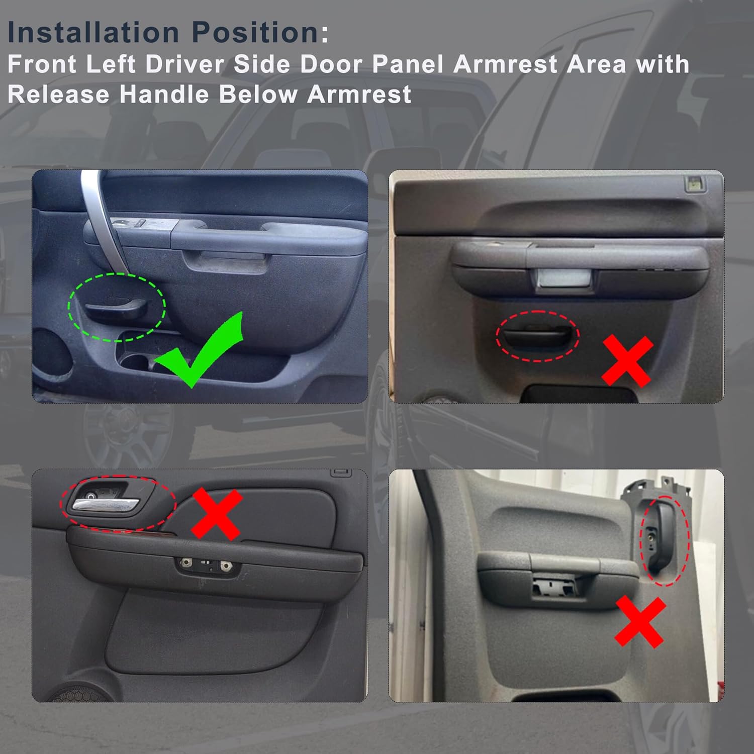 22818465 Front Left Driver Side Armrest Repair Kit Tan Fit Compatible with Chevy Silverado/GMC Sierra 2010–2014 1500 2500HD 3500HD Door Pane with Release Handle Below Armrest