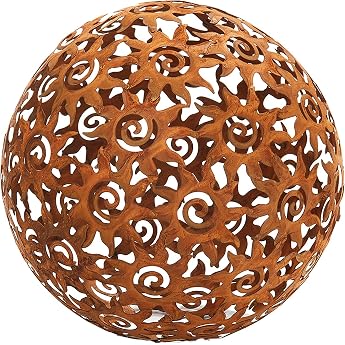 Kobolo Kula Garden Ball Diameter 28 cm Brown Metal in Rust Look Decorative Ball for Garden Outdoor & Garden Decoration in Vintage Design - Ideal for Outdoor Use