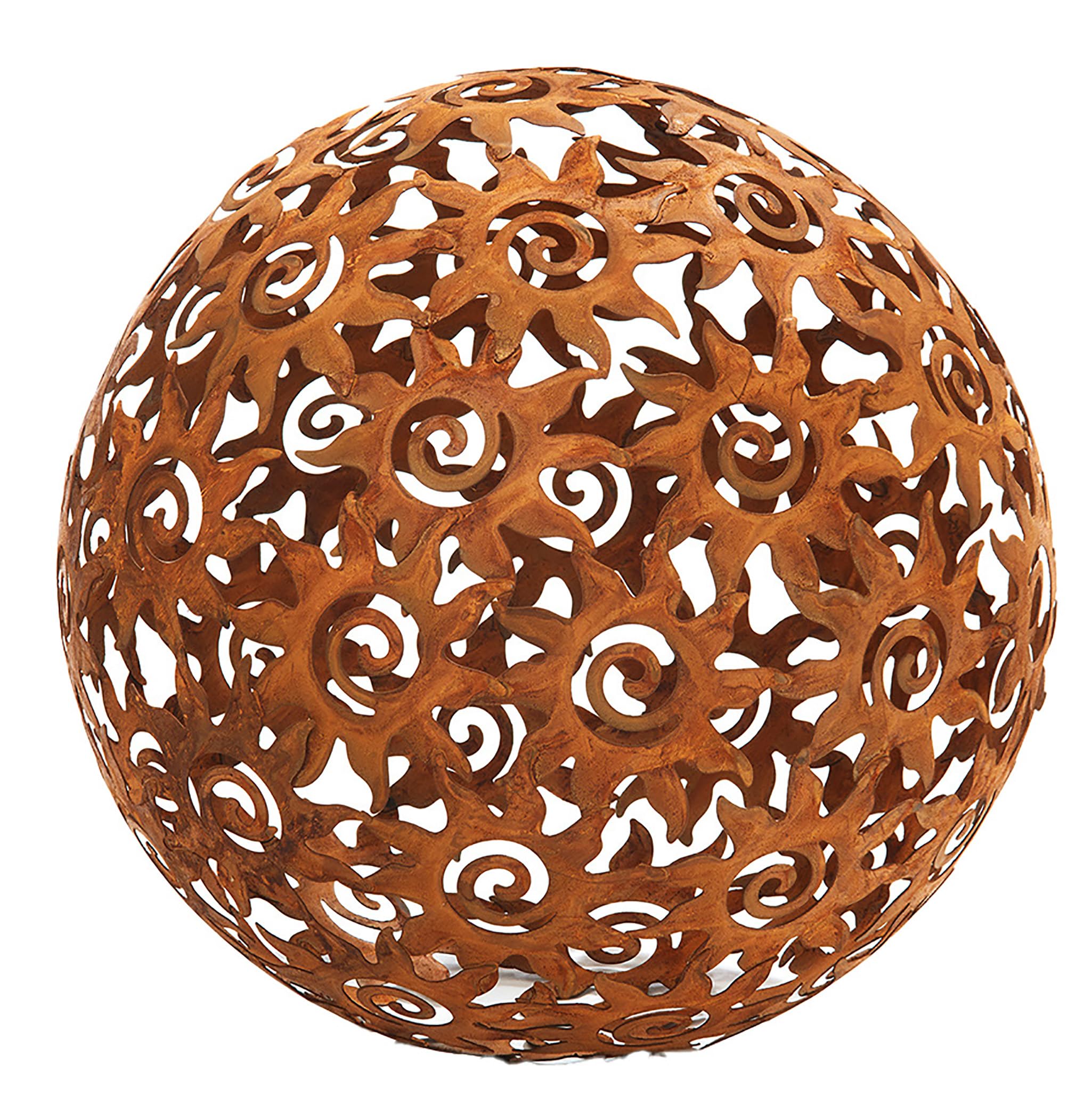 Kobolo Gartenkugel Kula, Ø 28 cm, braun, Metall in Rostoptik, dekorative Kugel für Garten, Outdoor & Gartendekoration im Vintage-Design - ideal für den Außenbereich
