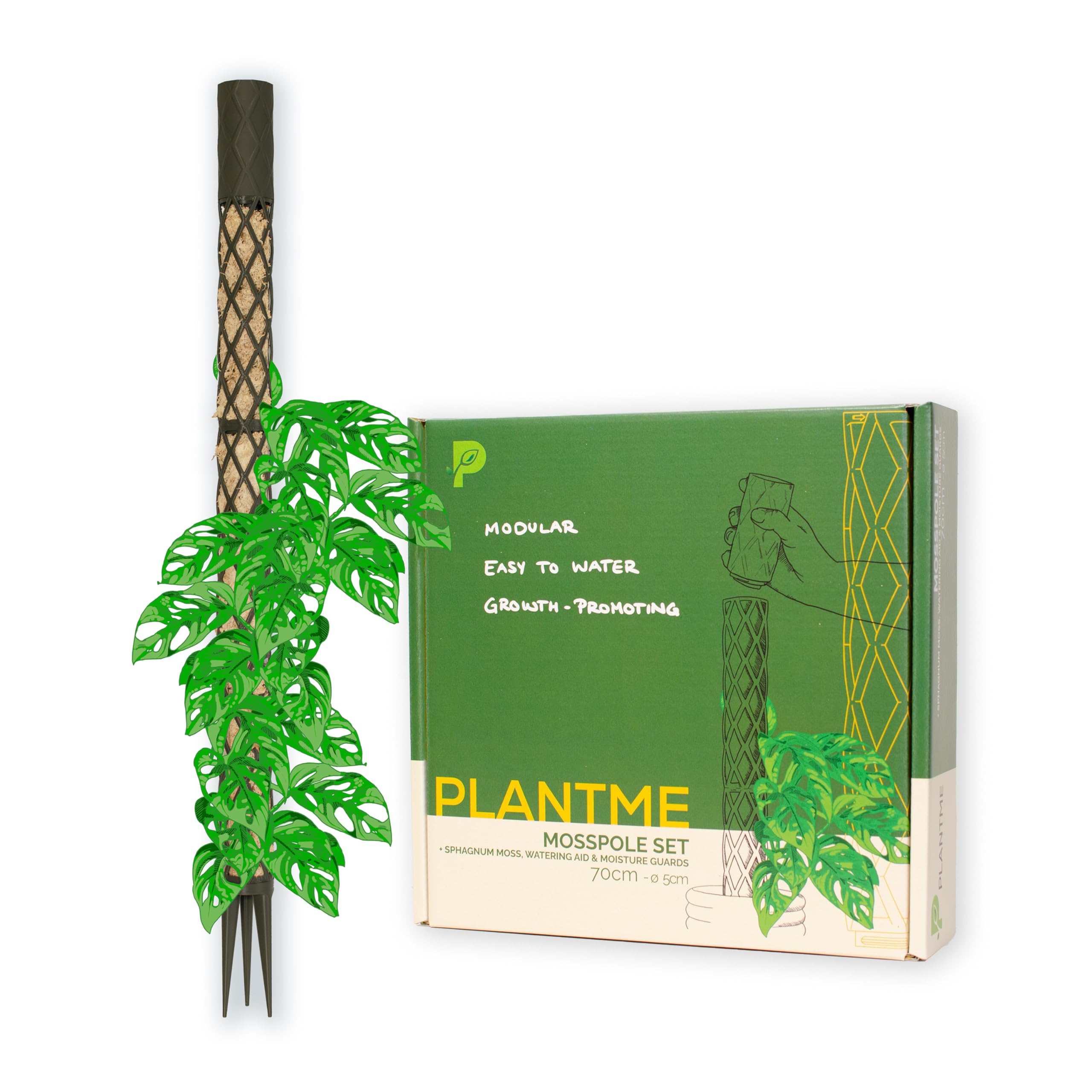 Bastoncino Muschio PlantMe Midi 70cm - Supporto Piante Rampicanti Con Sistema Irrigazione