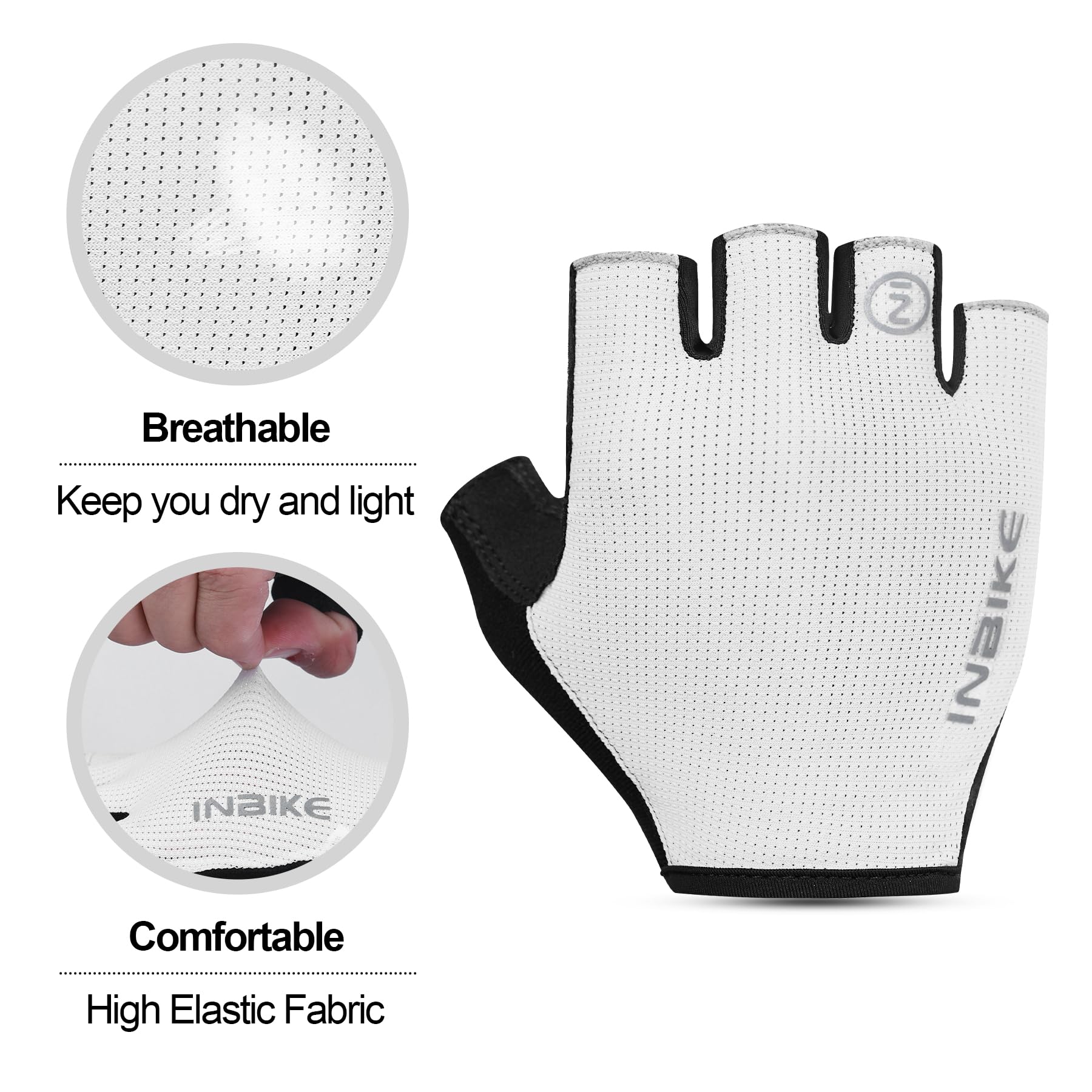INBIKE Guantes Ciclismo Medio Dedo Verano MTB Transpirable 3mm Acolchado Hombre Mujer