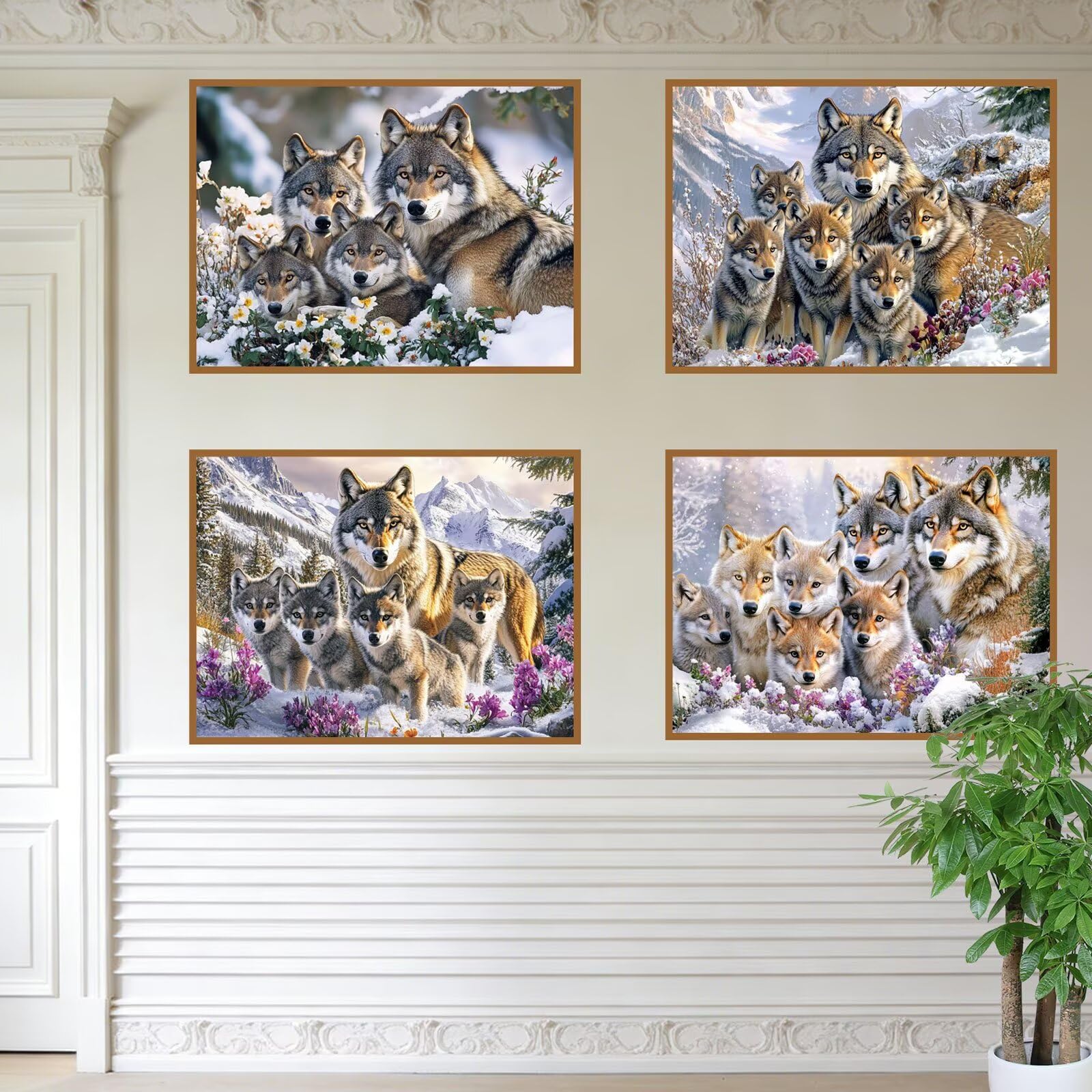 Malarstwo diamentowe zima 80 x 60 cm kwadratowy obraz diamentowy 4 sztuki 2026 nowy DIY 5D zestaw do malowania diamentami z akcesoriami, prezenty świąteczne, dekoracje świąteczne i nowy rok i święty
