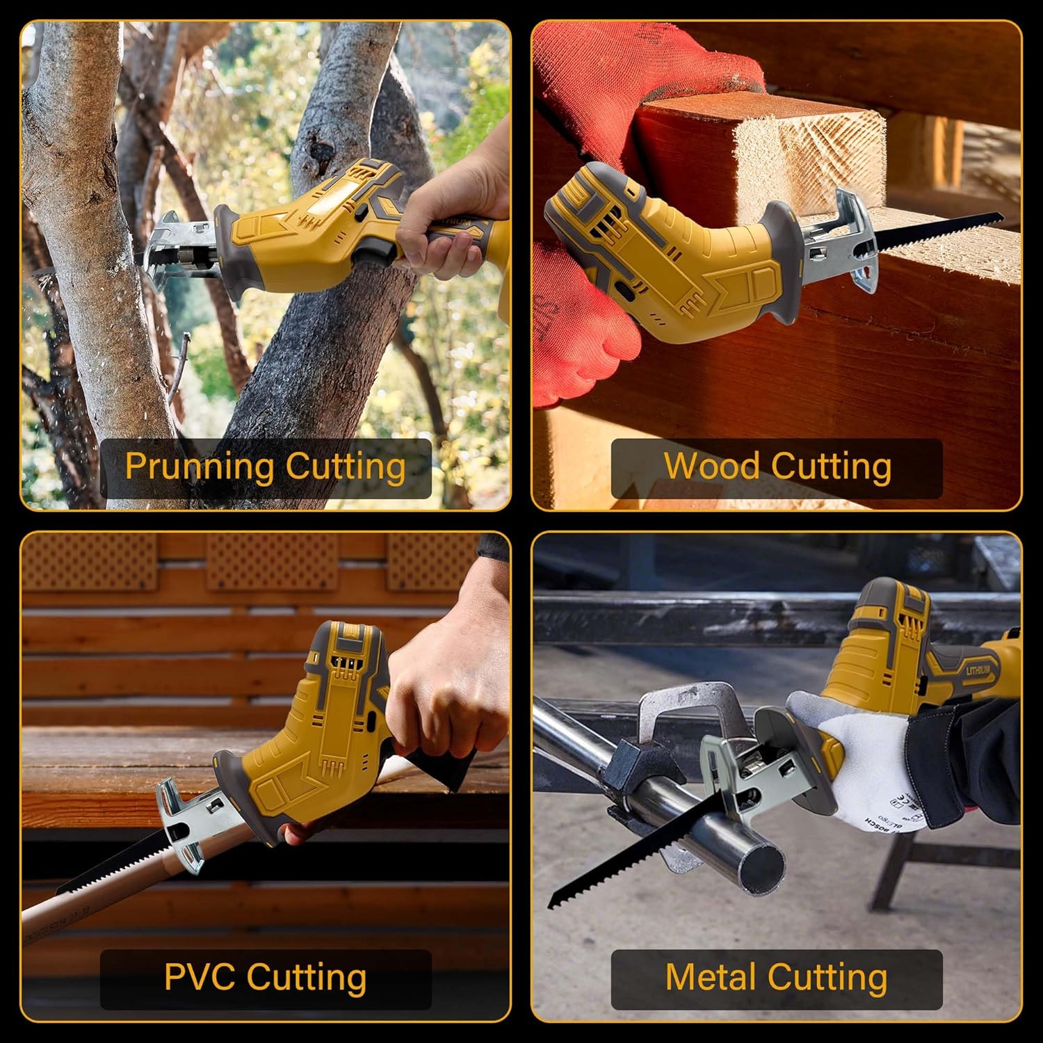 Cordless Reciprocating Saw for Dewalt 20V Battery (Not Included Battery), Variable Speed Trigger Sawzall with 4 Blades, Keyless Blade Clamp Recipro Saws for Wood, PVC, Metal and More